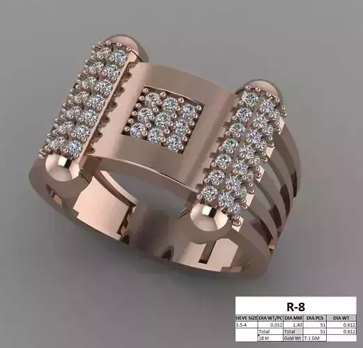 Ring - 8 rose gold with diamonds