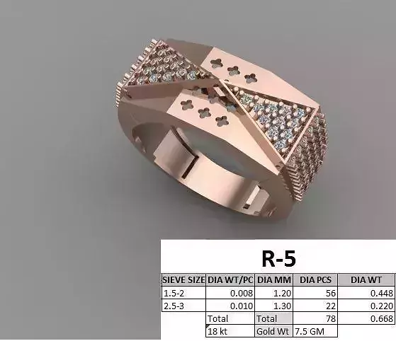 Ring - 5 rose gold with diamonds