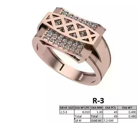 Ring - 3 rose gold with diamonds