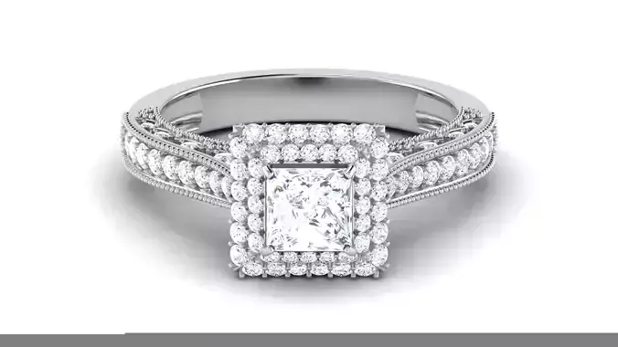  Engagement Wedding Princess Stone Bridal Double Halo Rings 3D print model