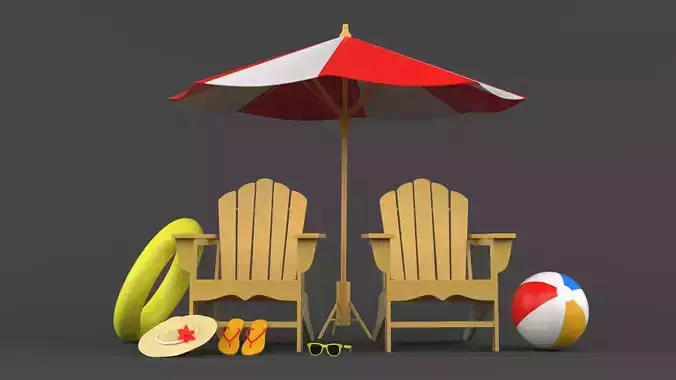 Beach Umbrella and Chair
