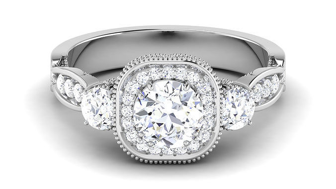 Solitaire Engagement Wedding Ring Bridal Ring 3D print model