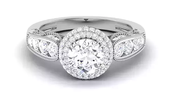 Solitaire Wedding Engagement Double Halo Ring Bridal Ring