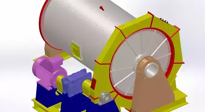 ball mill 2200 x 4000 FOR MINE GRINDING 3D model