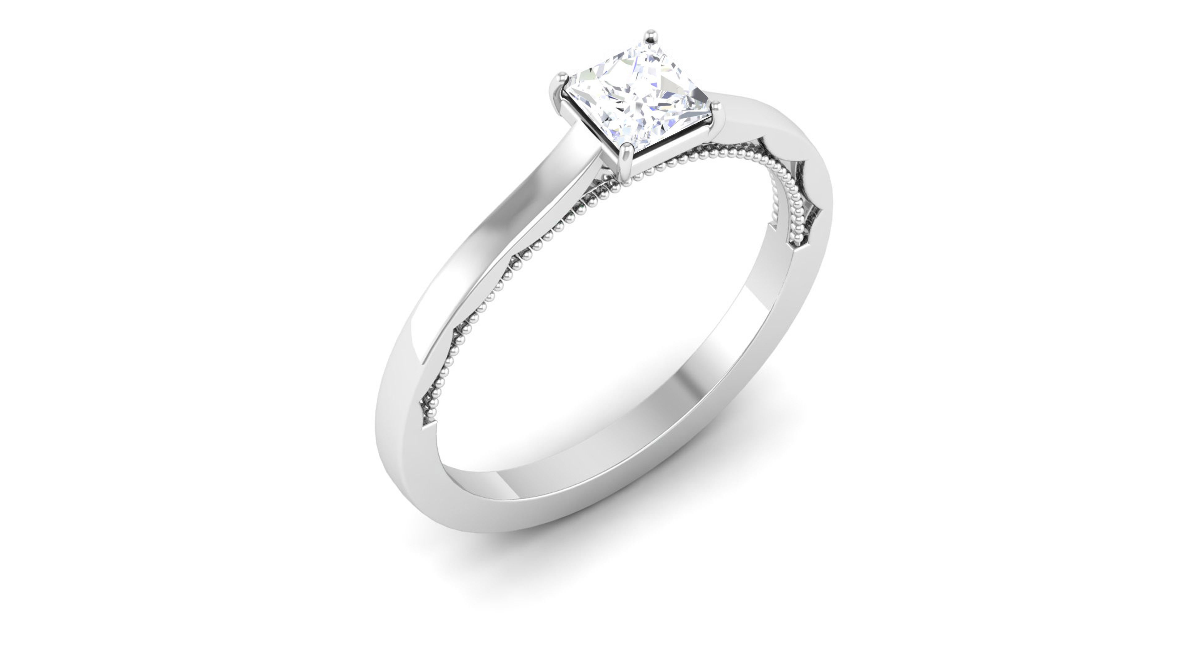 Solitaire Wedding Engagement Princess Stone Bridal Ring 3D print model_2