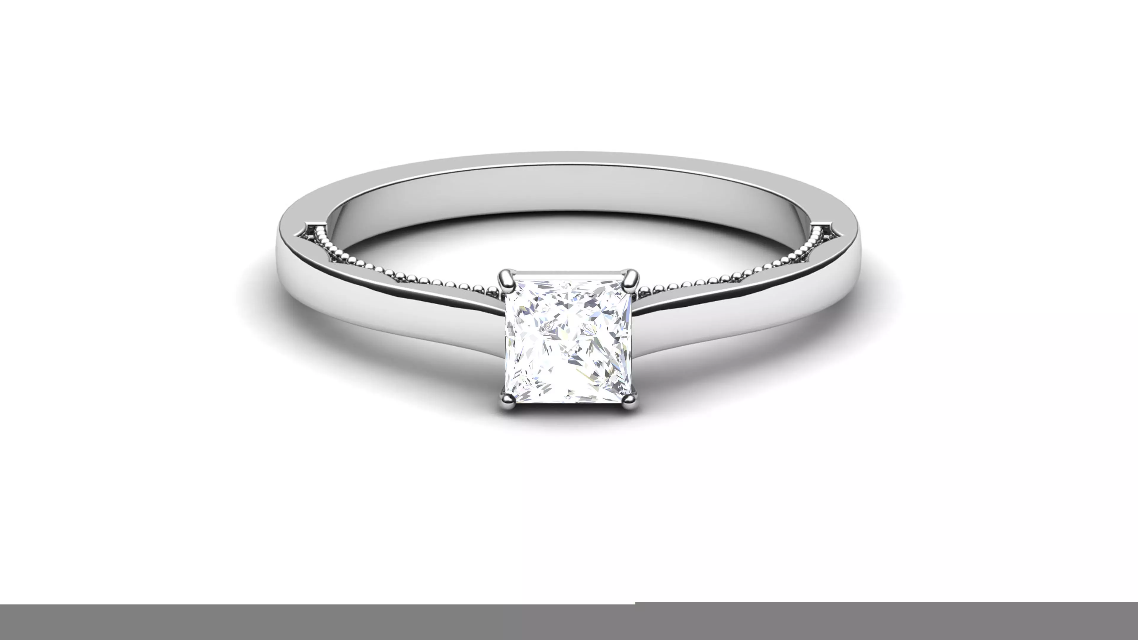 Solitaire Wedding Engagement Princess Stone Bridal Ring 3D print model_0