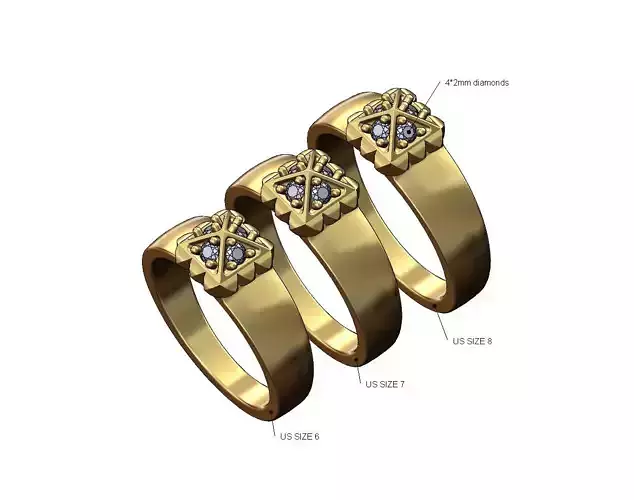 Diamond pyramid ring Us sizes 6 7 8 