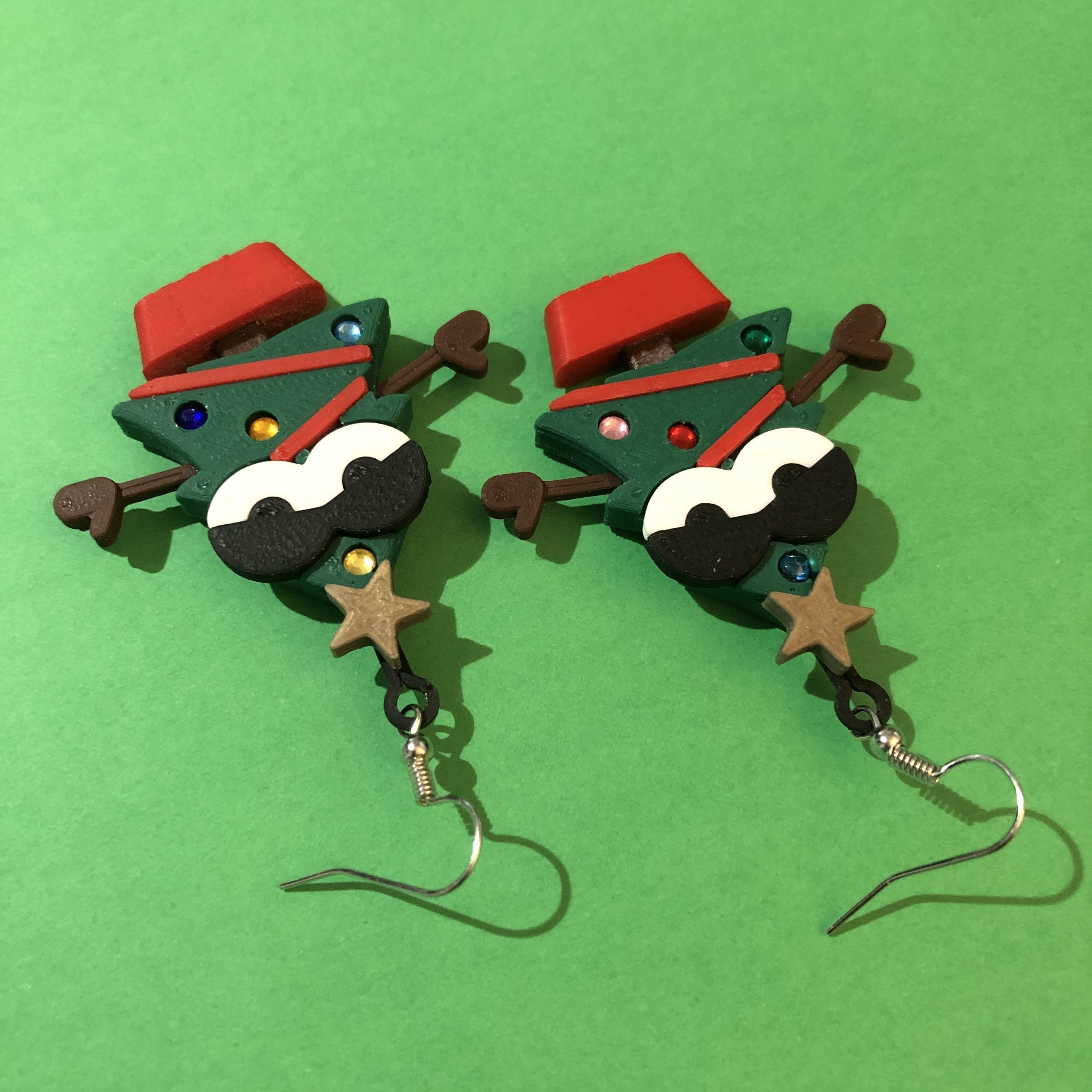 Naughty and Nice Christmas Tree Earrings Set 3D print model_3