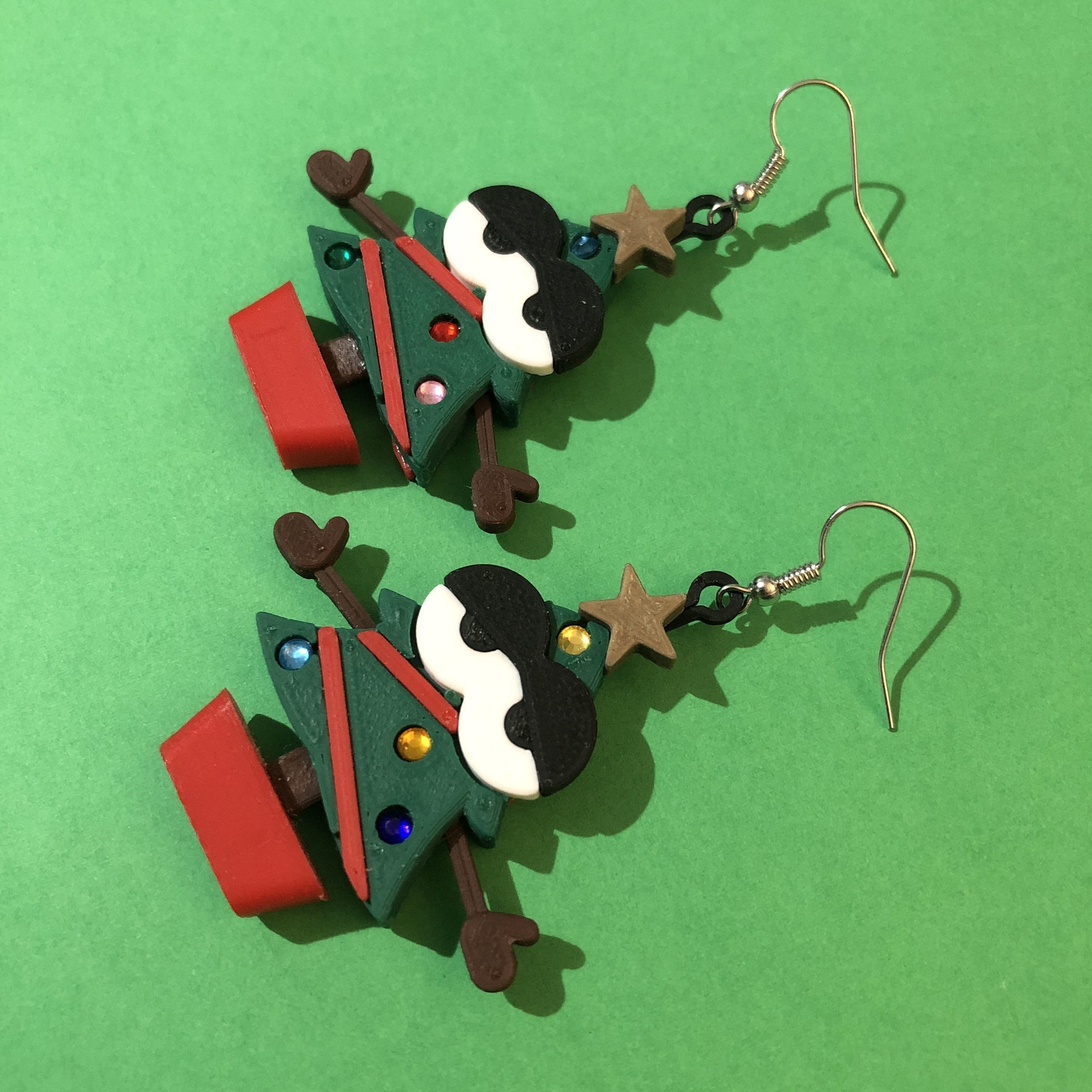 Naughty and Nice Christmas Tree Earrings Set 3D print model_2