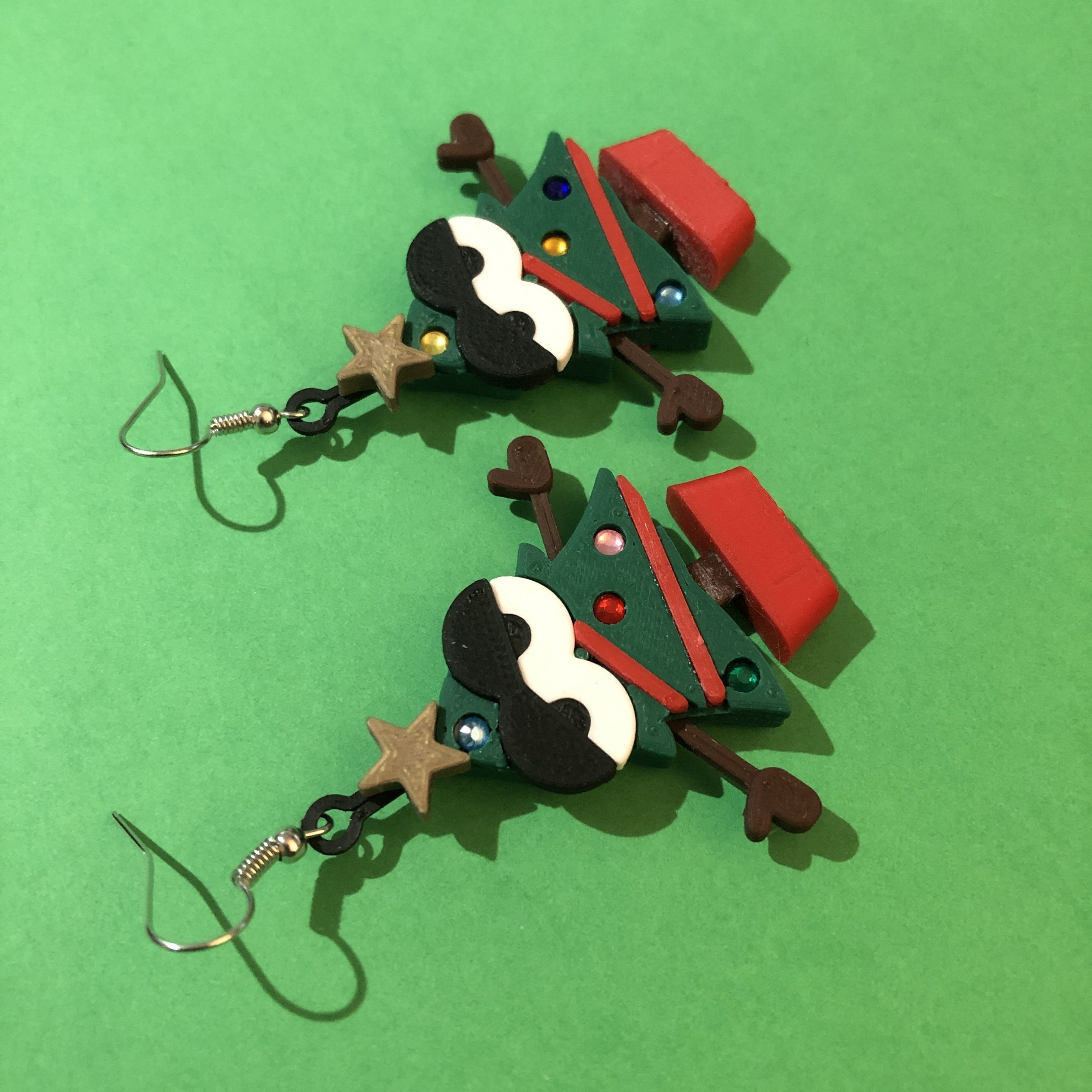 Naughty and Nice Christmas Tree Earrings Set 3D print model_4