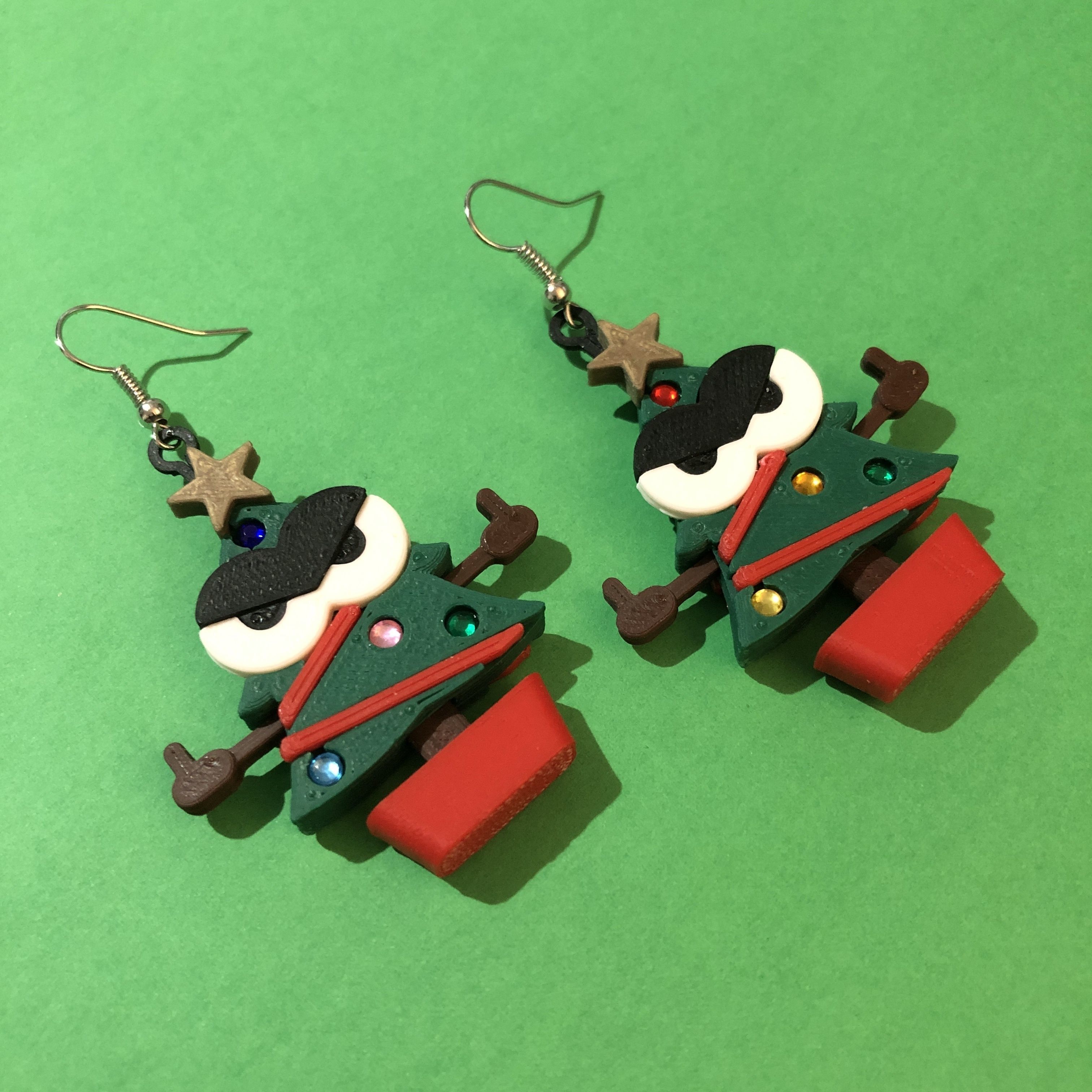 Naughty and Nice Christmas Tree Earrings Set 3D print model_9
