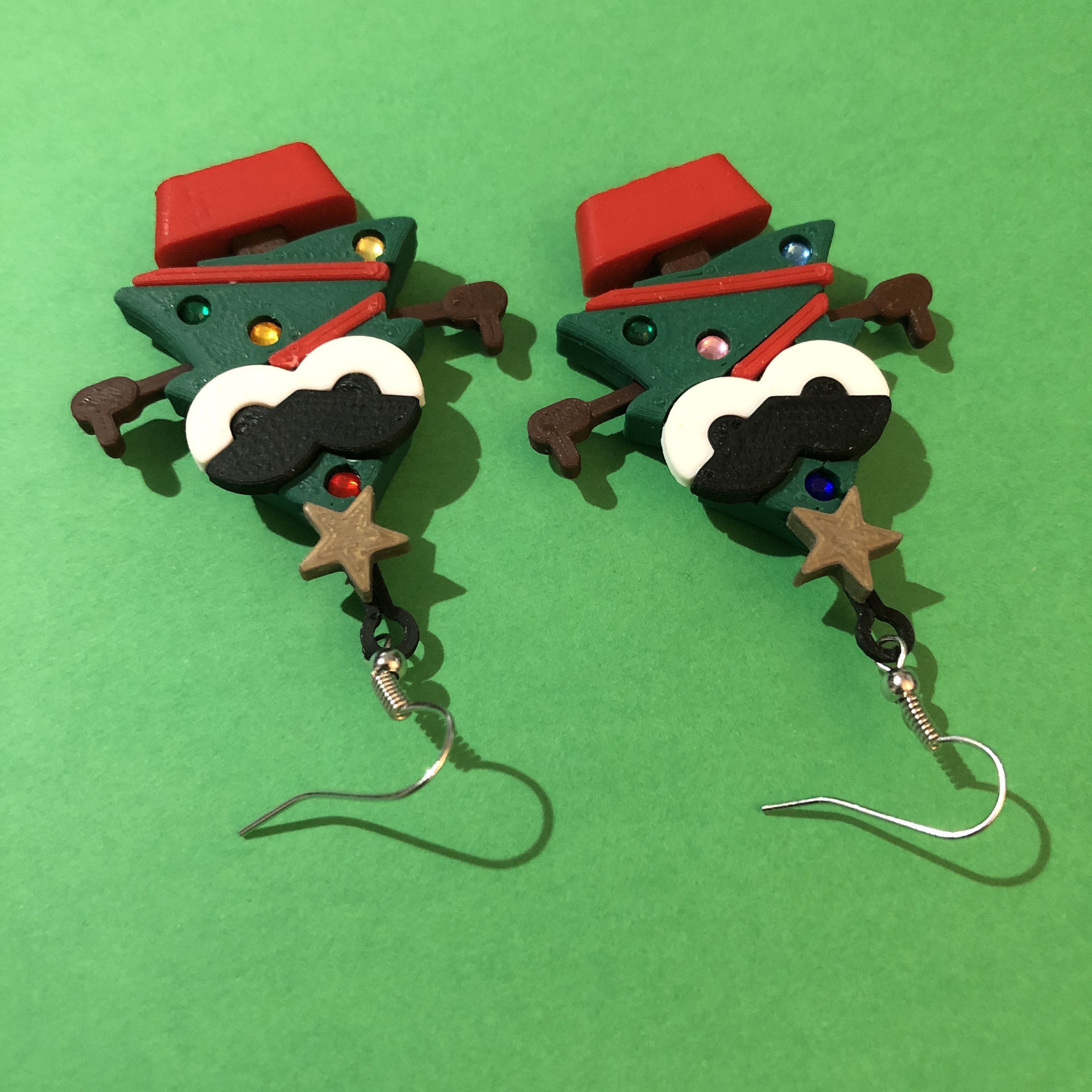 Naughty and Nice Christmas Tree Earrings Set 3D print model_8
