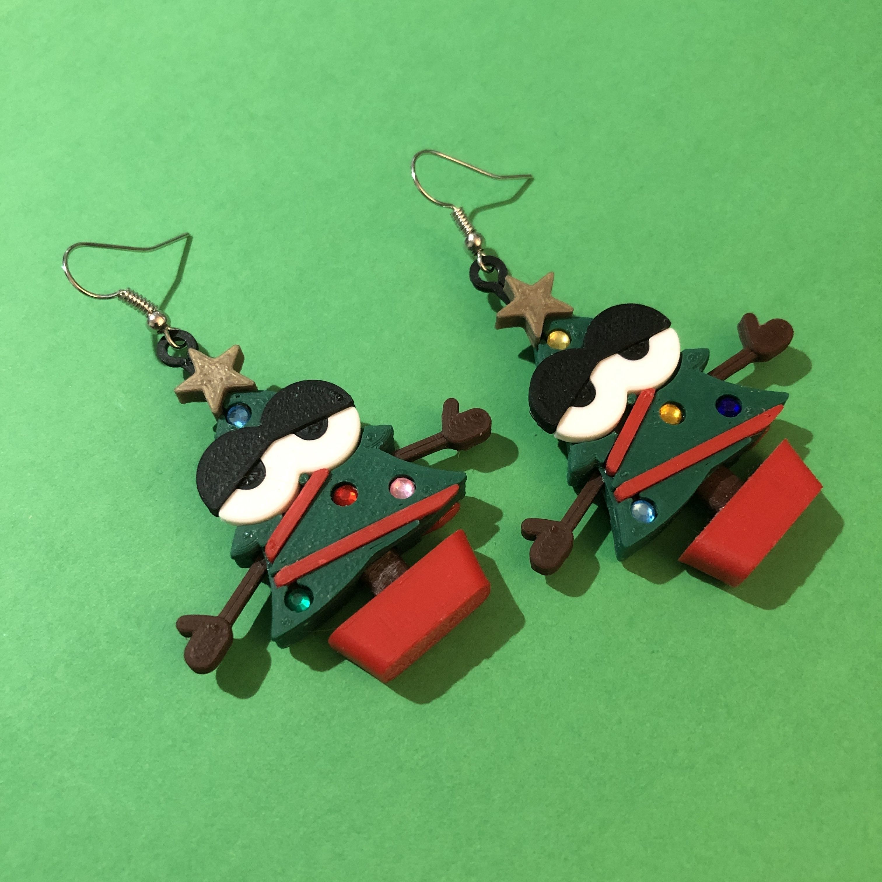 Naughty and Nice Christmas Tree Earrings Set 3D print model_5