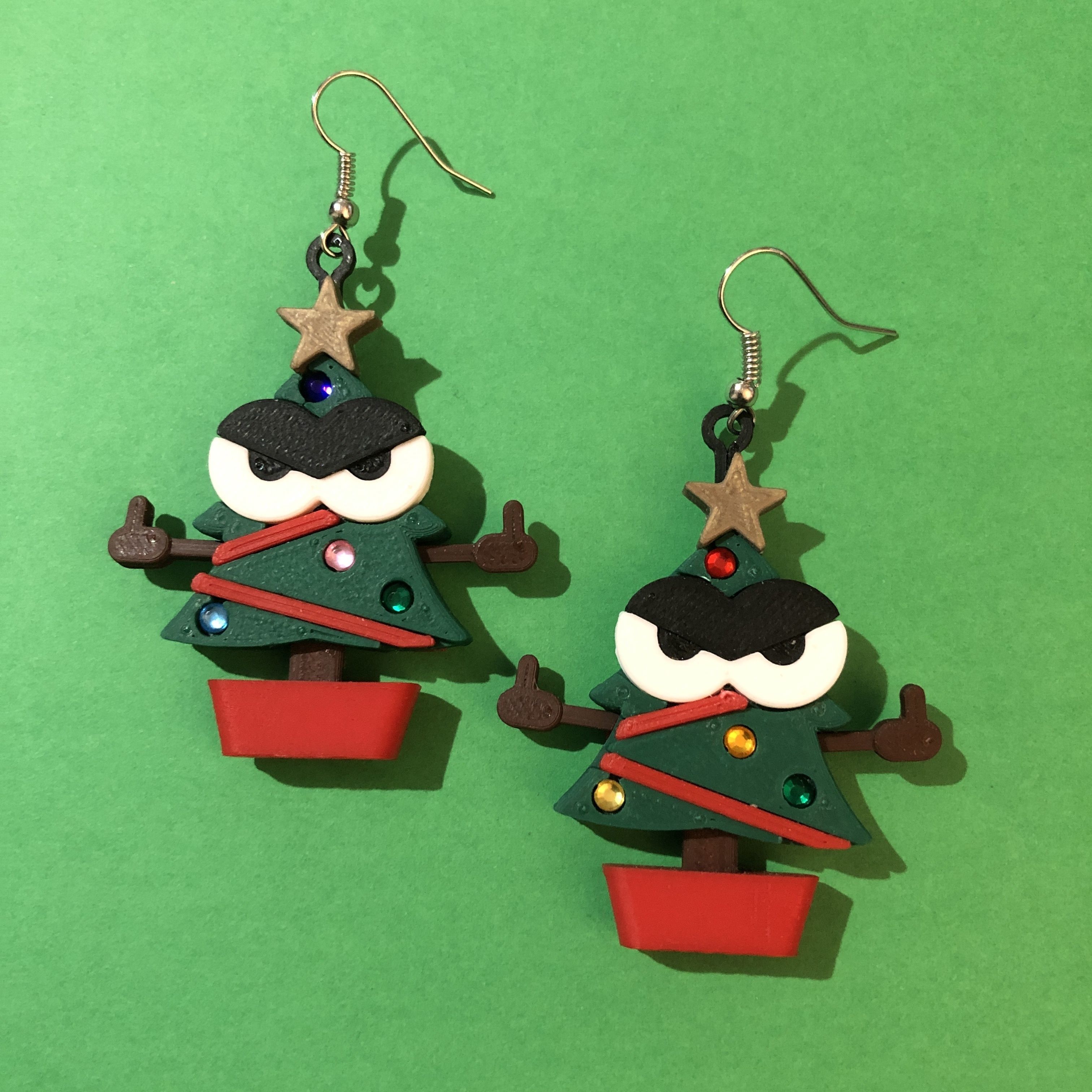 Naughty and Nice Christmas Tree Earrings Set 3D print model_6