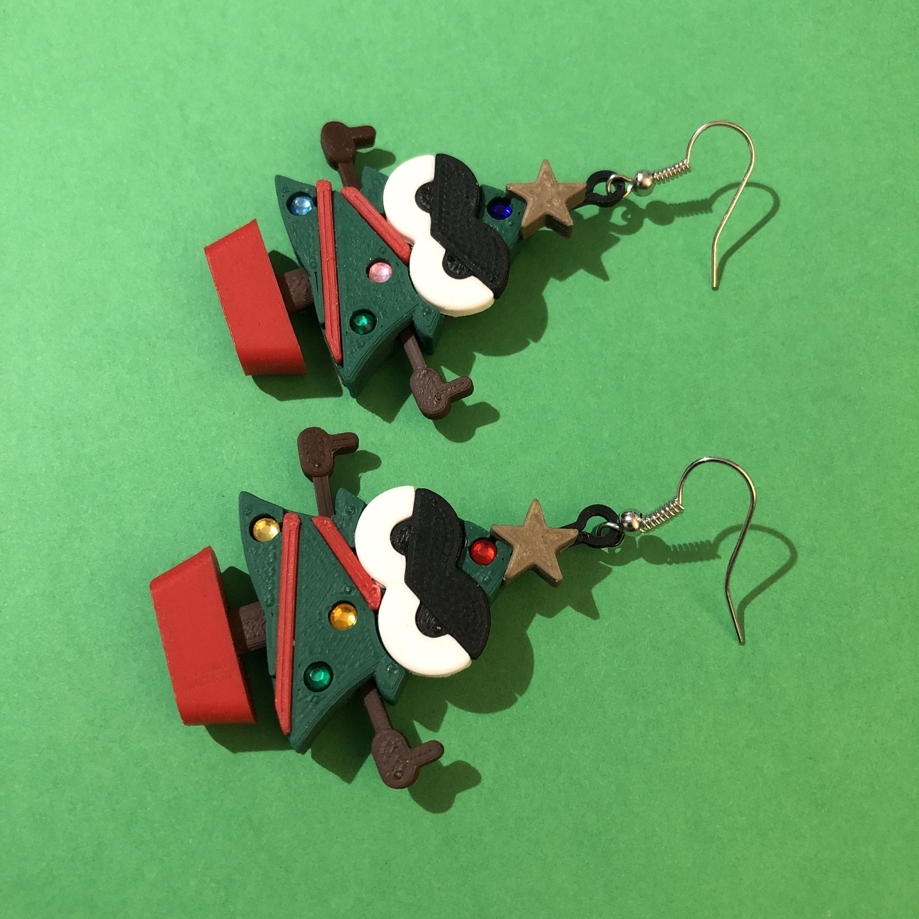 Naughty and Nice Christmas Tree Earrings Set 3D print model_7