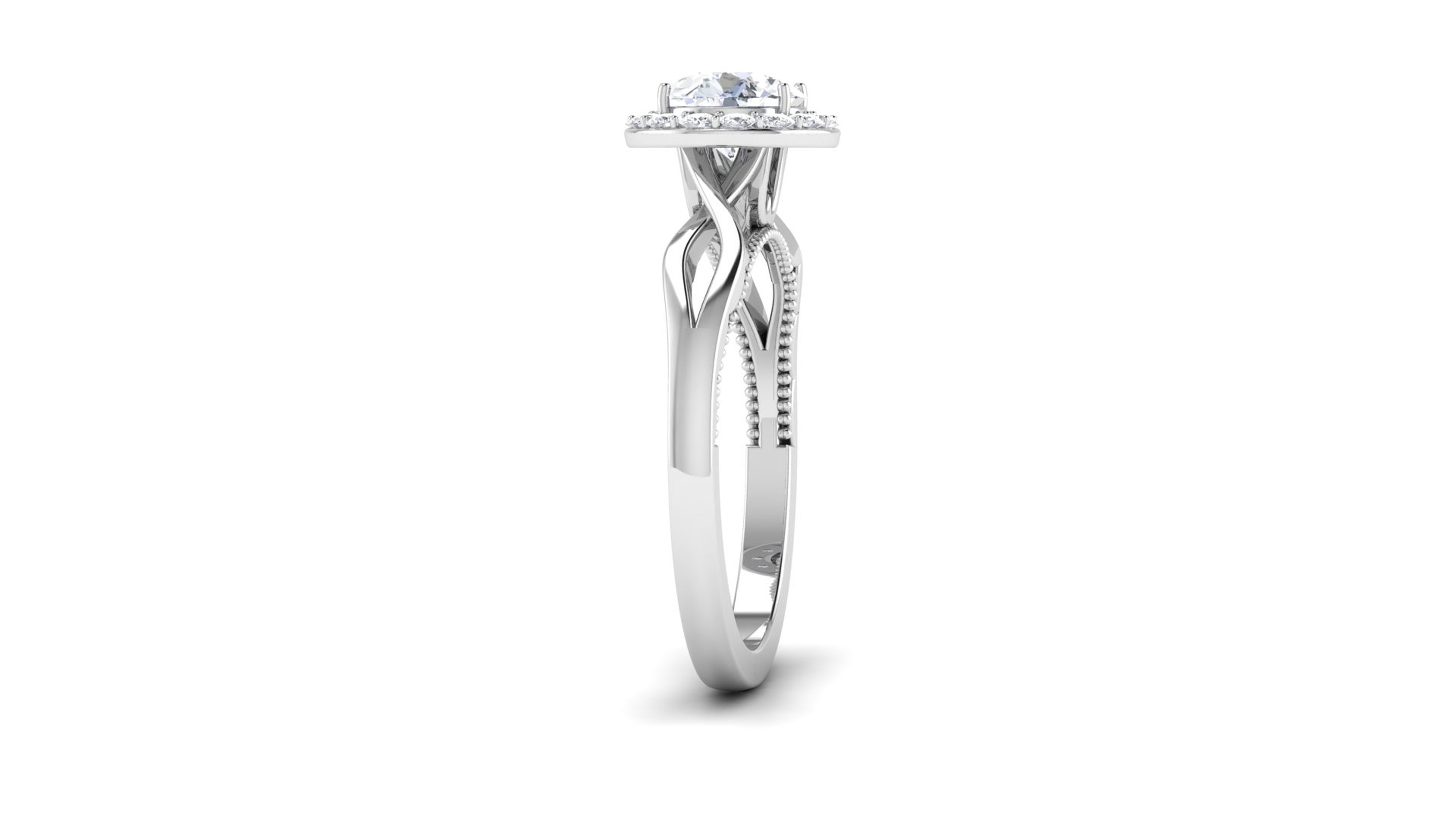 Solitaire Wedding Engagement Halo Ring Bridal Ring 3D print model_3