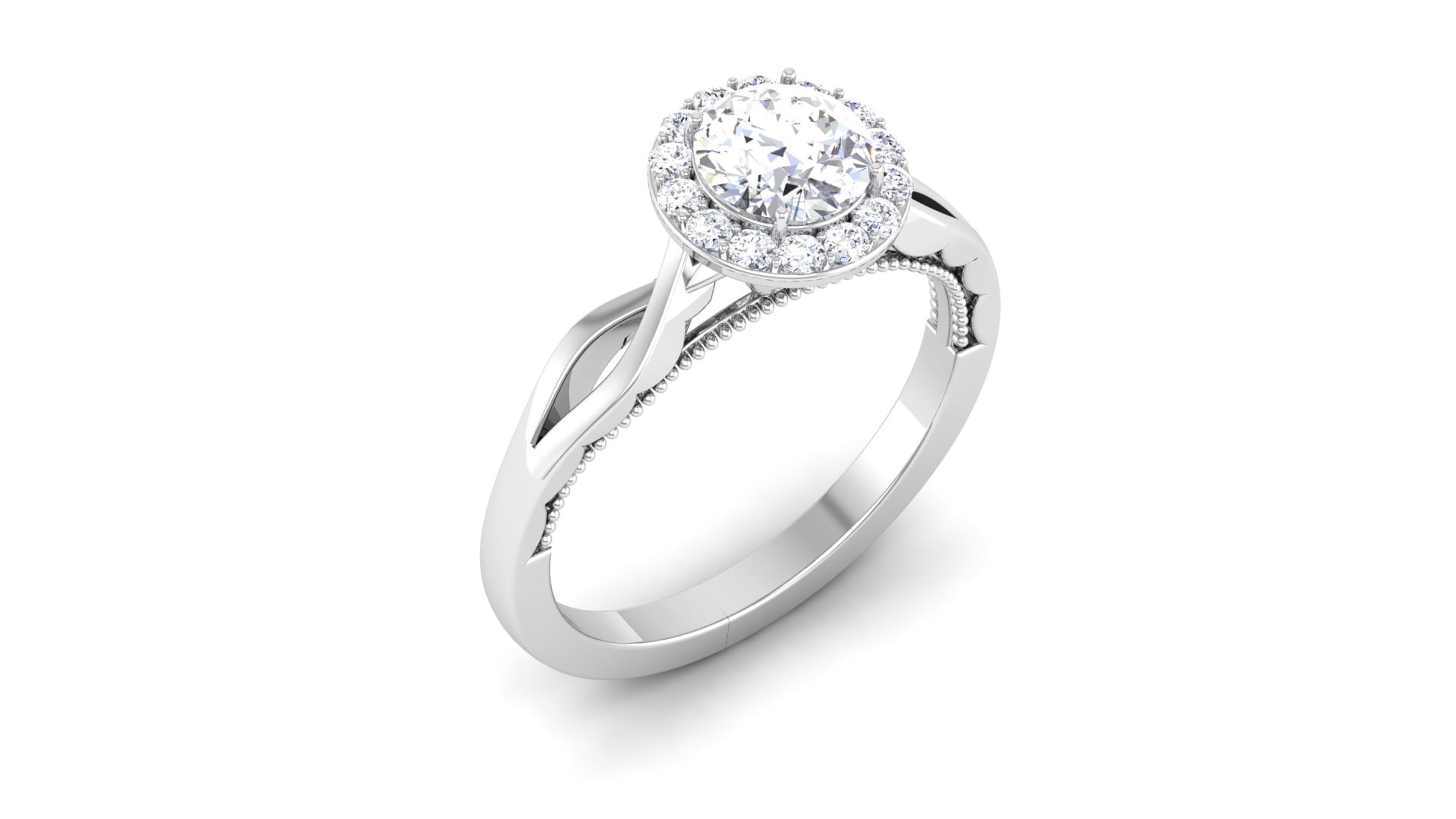 Solitaire Wedding Engagement Halo Ring Bridal Ring 3D print model_2