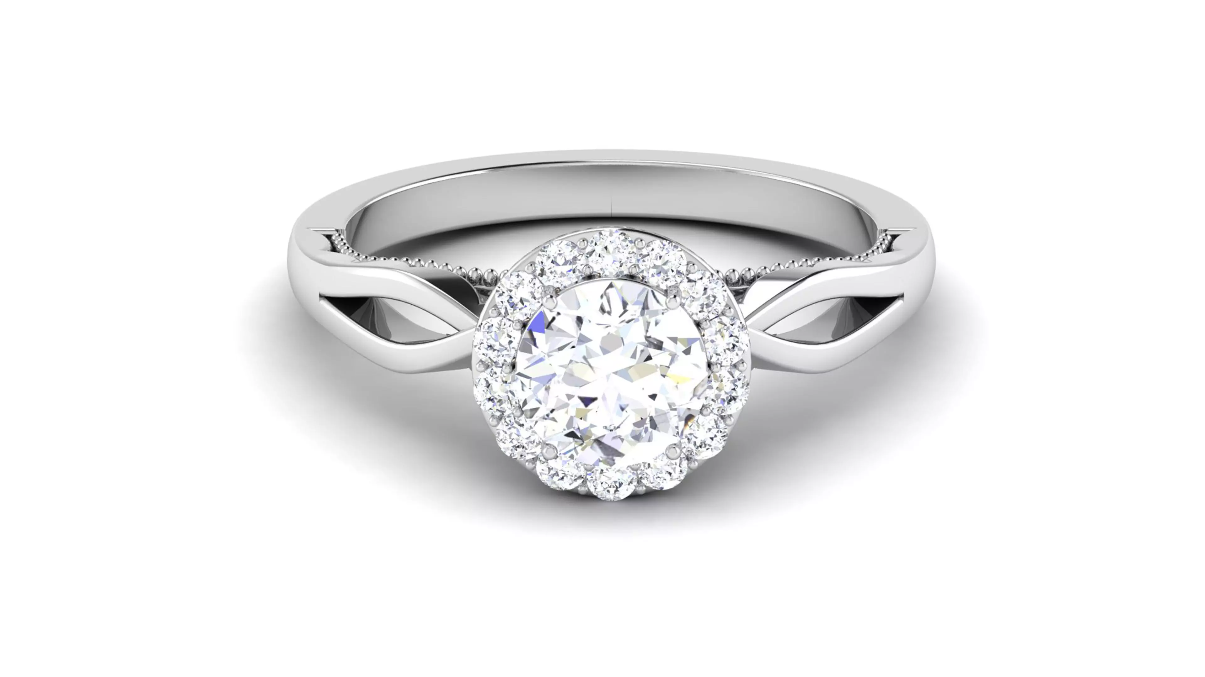 Solitaire Wedding Engagement Halo Ring Bridal Ring 3D print model_0
