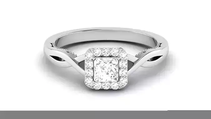 Solitaire Wedding Engagement Halo Princess Stone Bridal Ring 3D print model