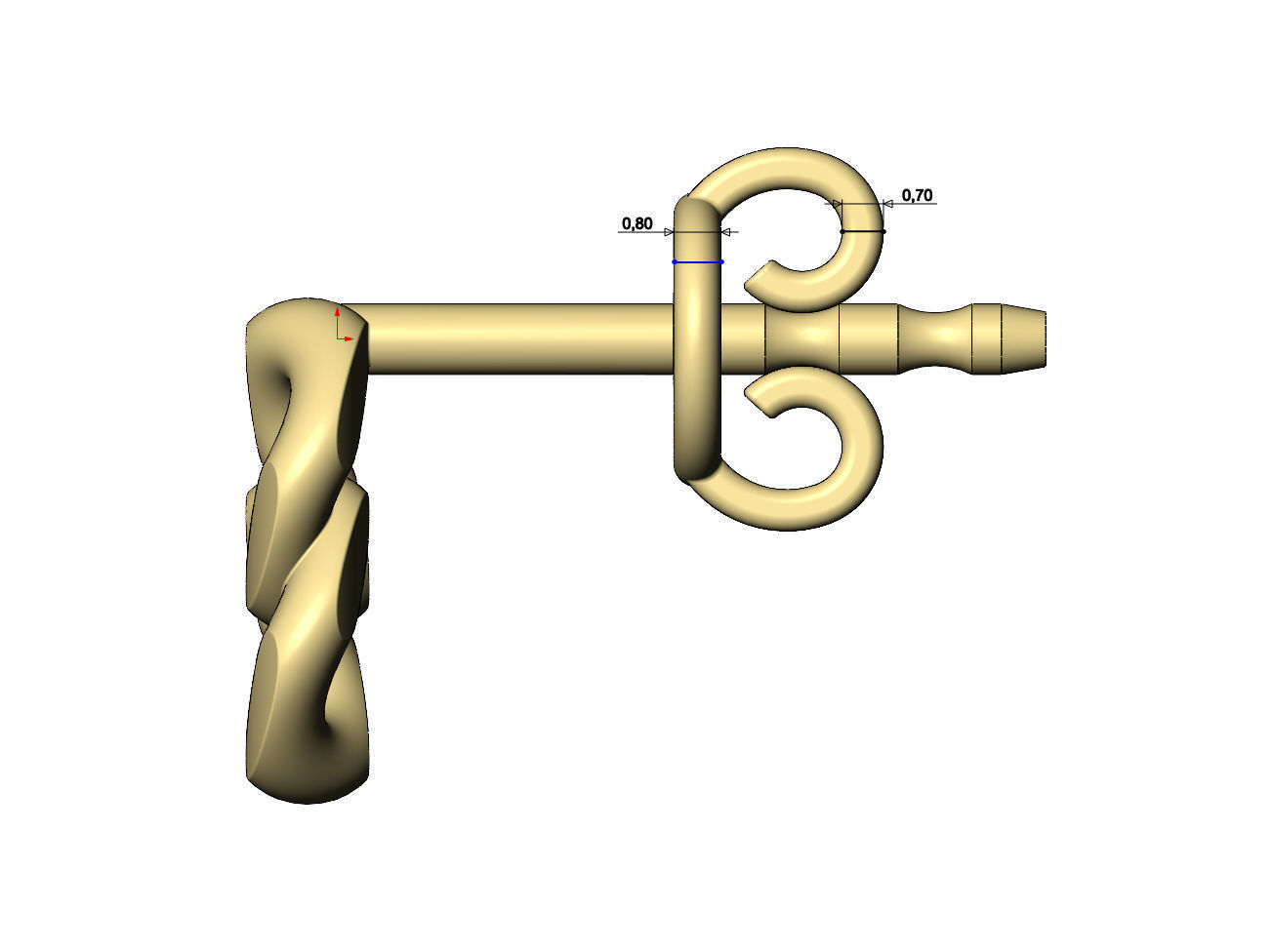 Double cuban chain link stud earring 3D print model_8