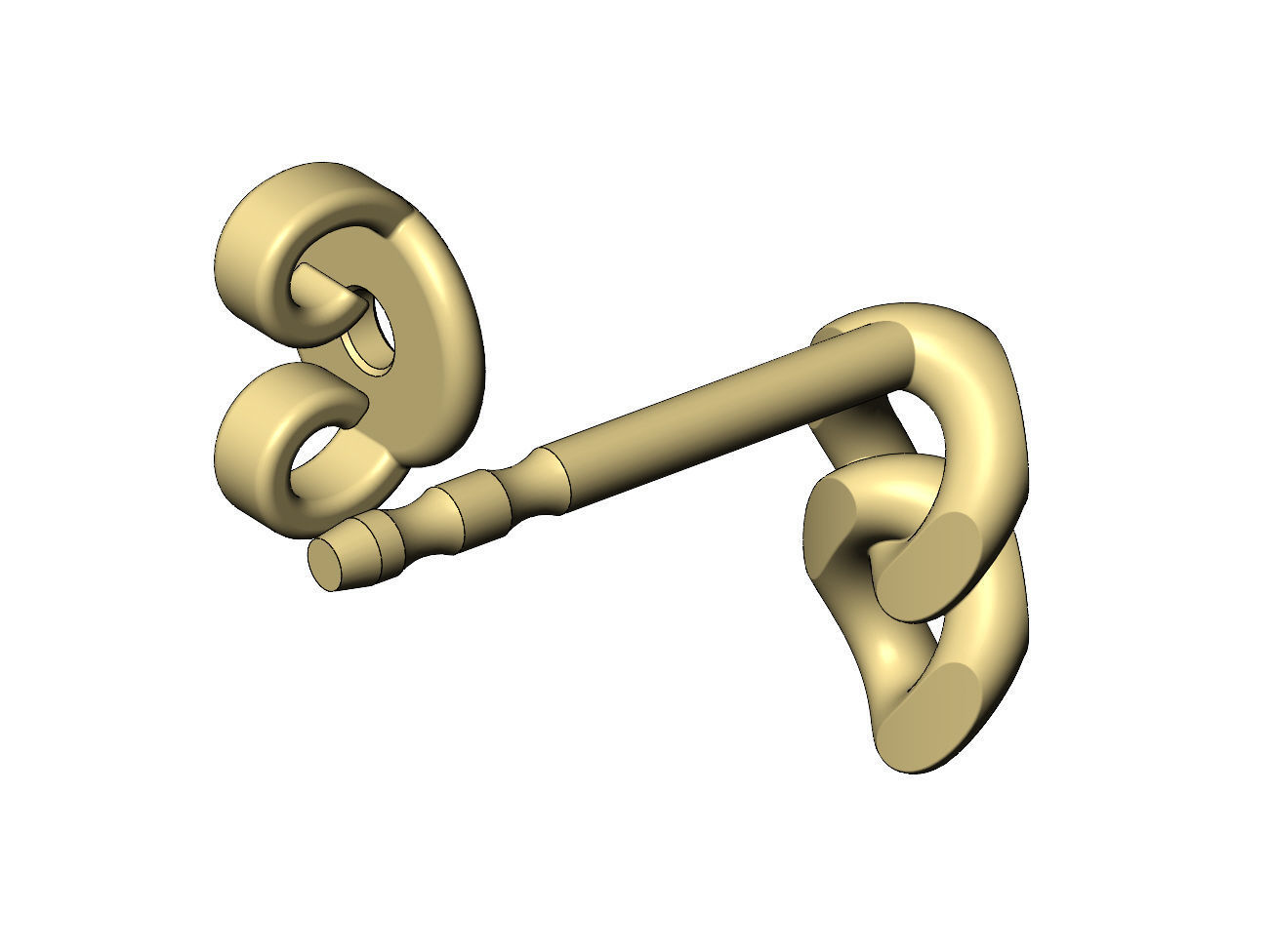 Double cuban chain link stud earring 3D print model_13