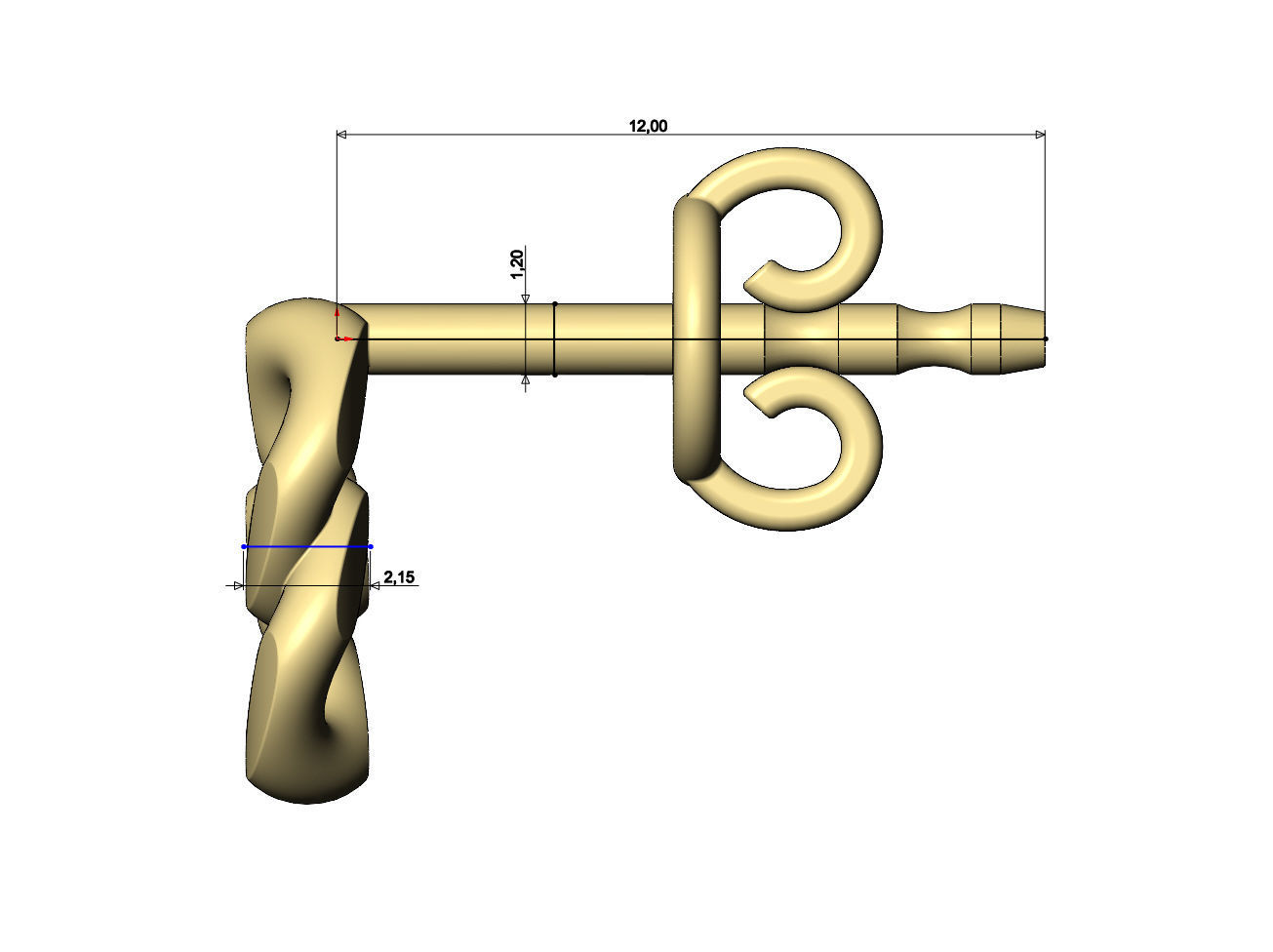 Double cuban chain link stud earring 3D print model_7