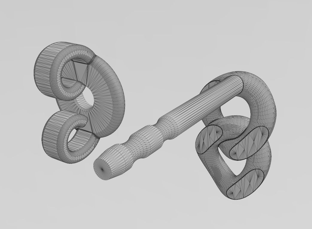 Double cuban chain link stud earring 3D print model_15