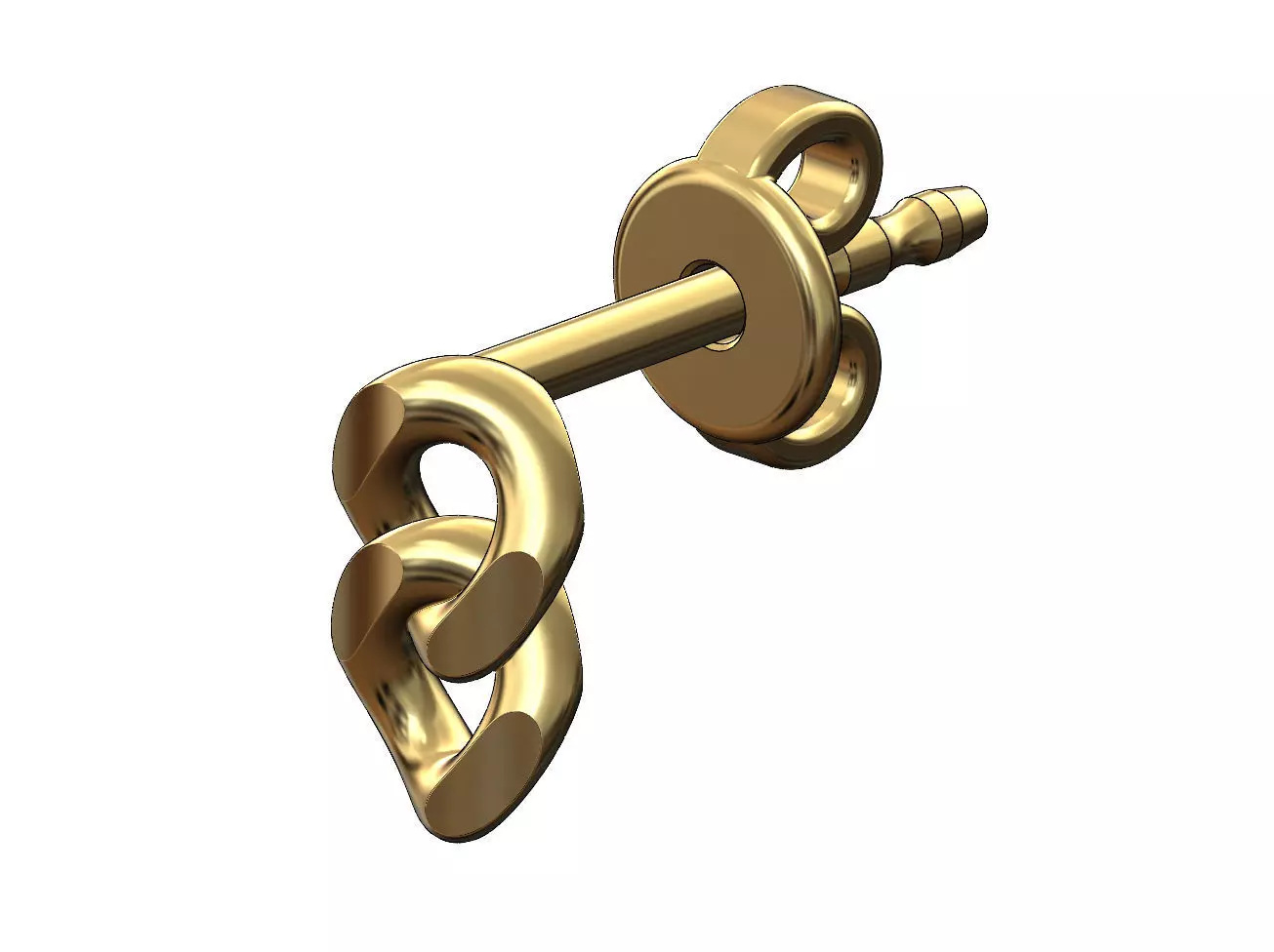 Double cuban chain link stud earring 3D print model_0