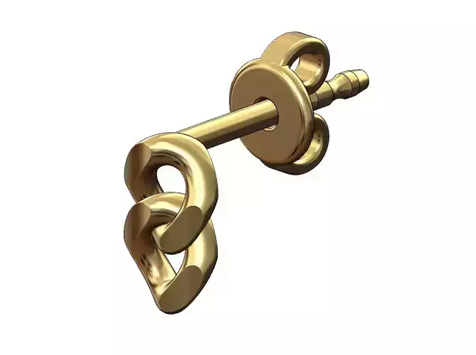 Double cuban chain link stud earring