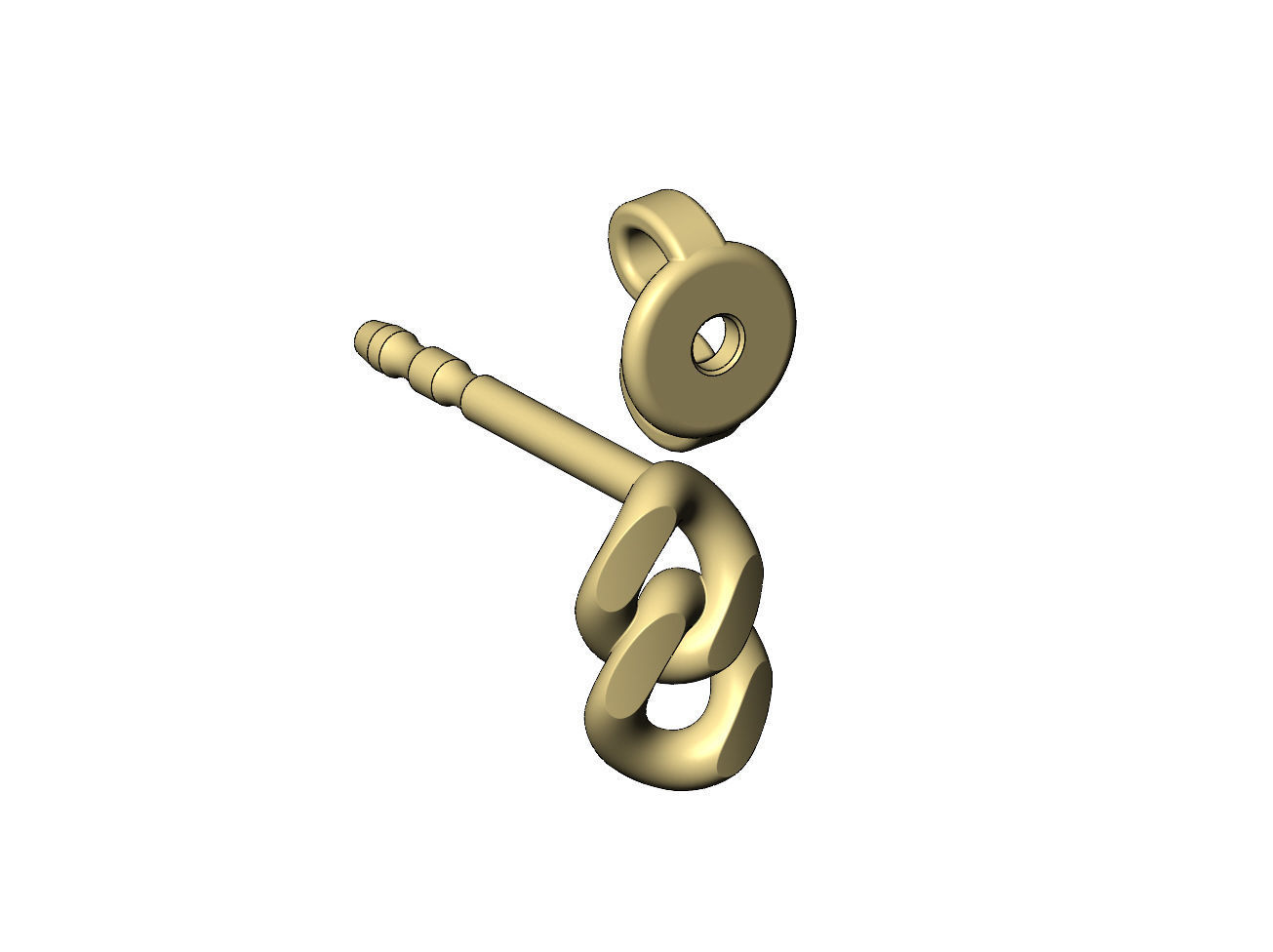 Double cuban chain link stud earring 3D print model_4