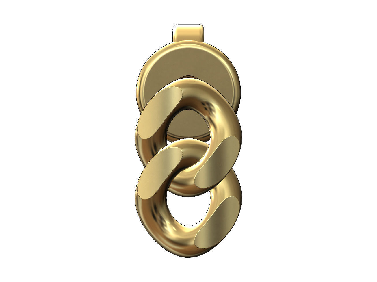 Double cuban chain link stud earring 3D print model_1