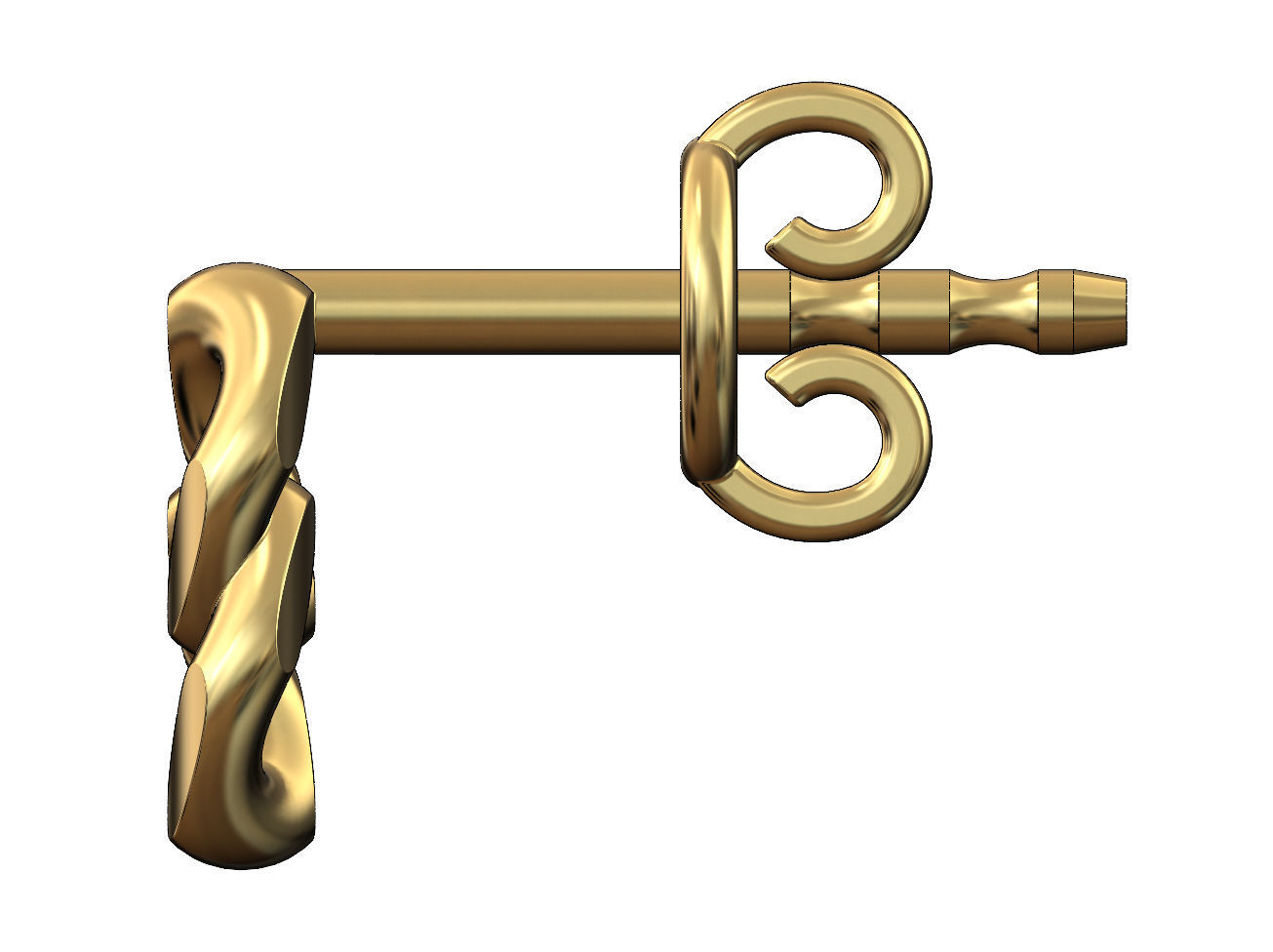 Double cuban chain link stud earring 3D print model_2