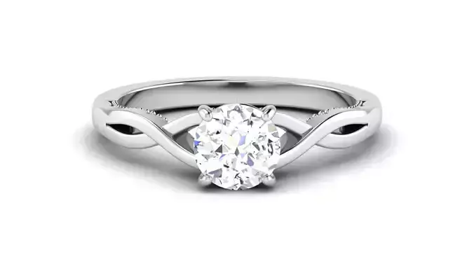 Solitaire Wedding Engagement Ring Twisted Band Bridal Ring