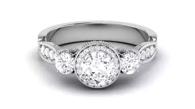 Solitaire Wedding Engagement Ring Three Stone Bridal Ring