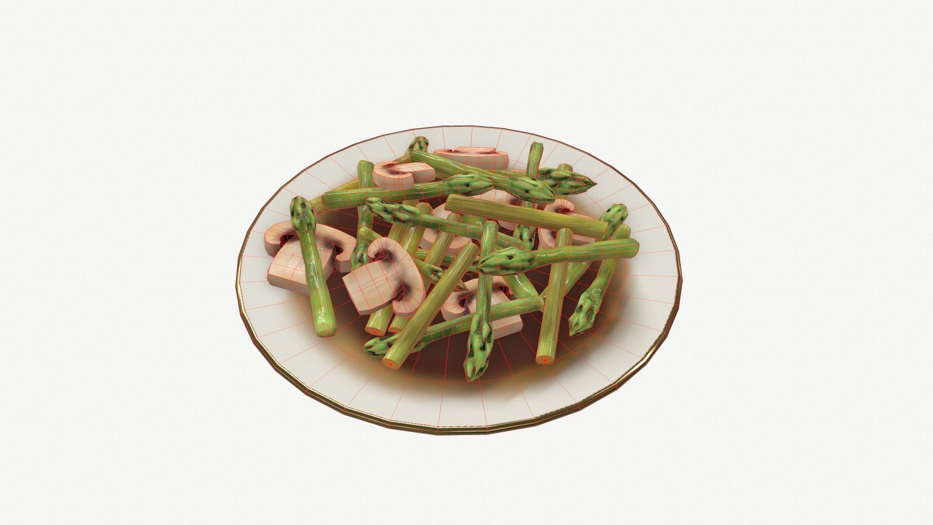 Asparagus Straw Mushroom Low-poly 3D model_6