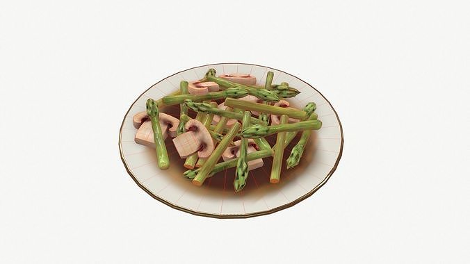 Asparagus Straw Mushroom Low-poly 3D model 6