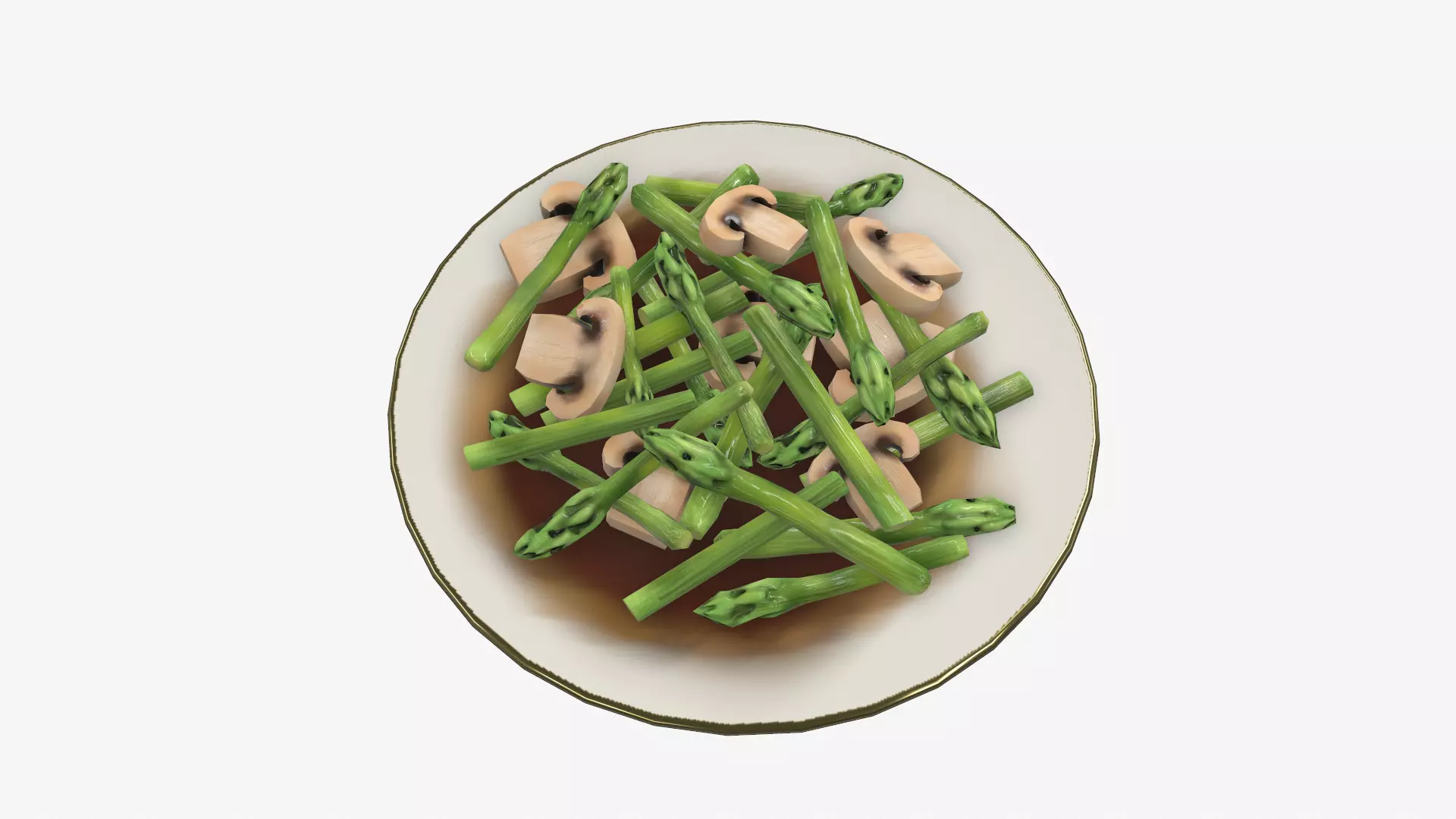 Asparagus Straw Mushroom Low-poly 3D model_0