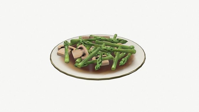 Asparagus Straw Mushroom Low-poly 3D model 4
