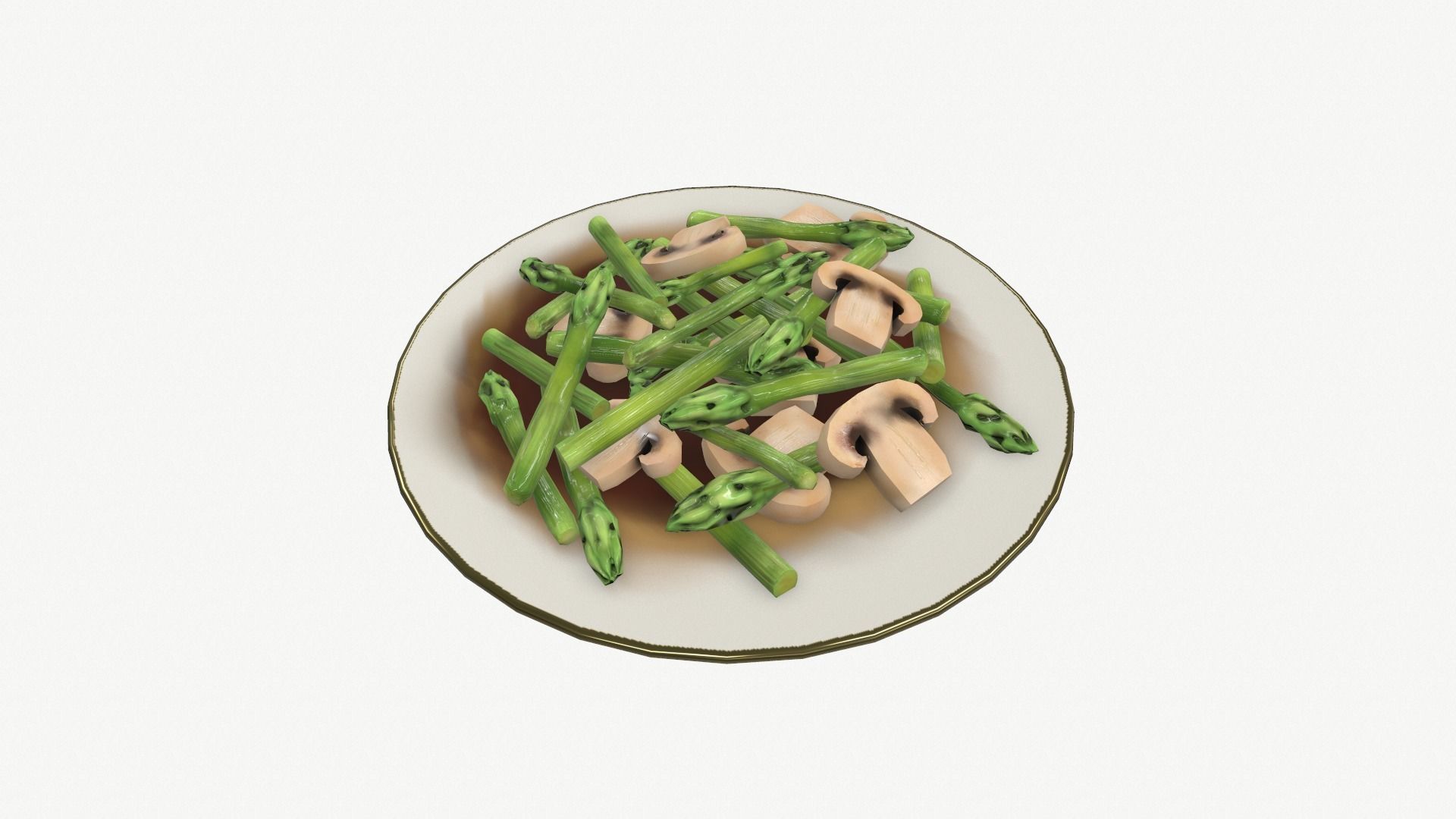 Asparagus Straw Mushroom Low-poly 3D model_5