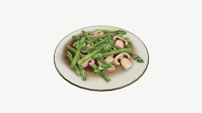 Asparagus Straw Mushroom Low-poly 3D model 5
