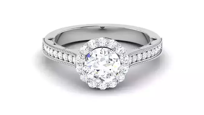 Solitaire Wedding Engagement Halo Ring Bridal Ring