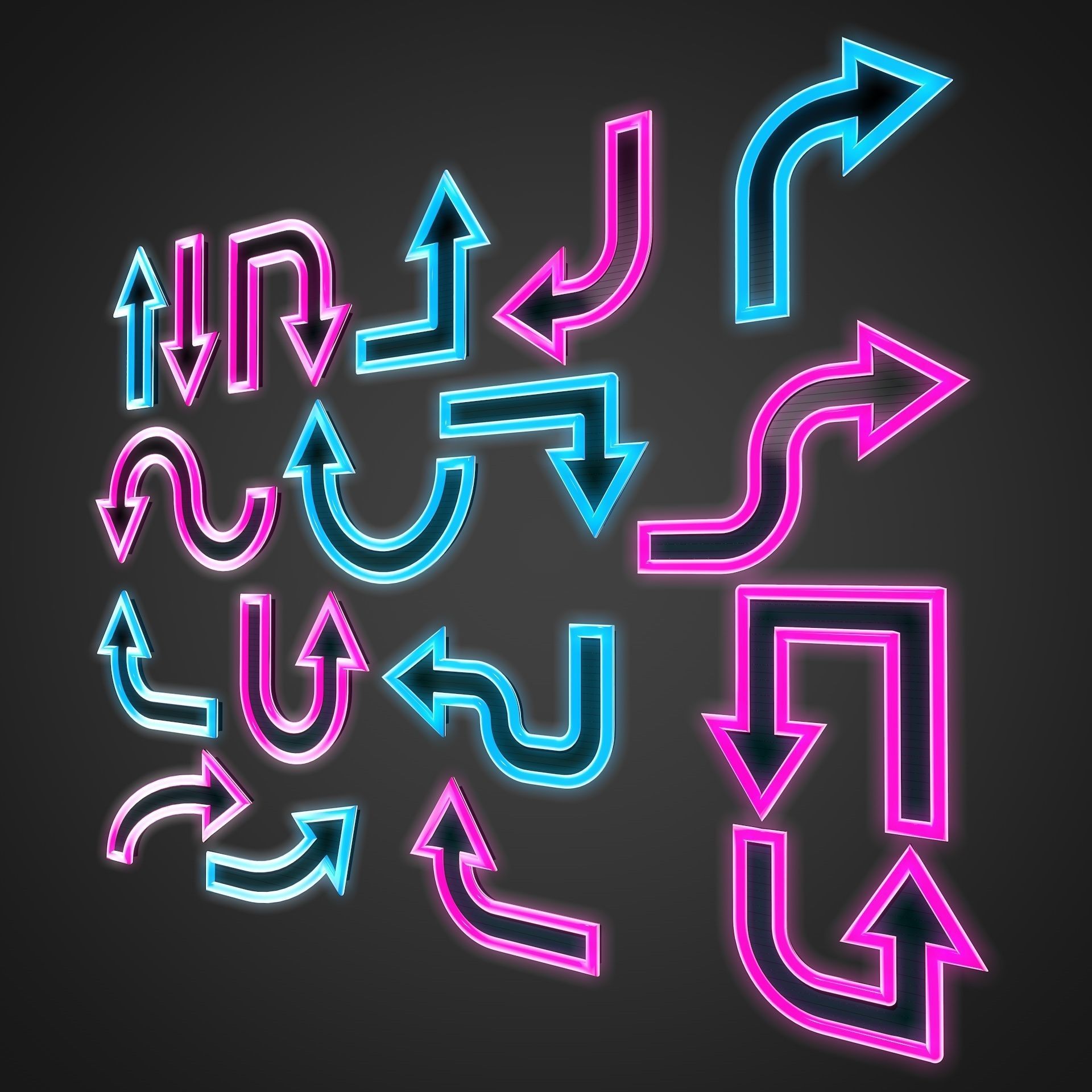 18 Neon Arrows Low Poly Sci-Fi Collection Pack Low-poly 3D model_2