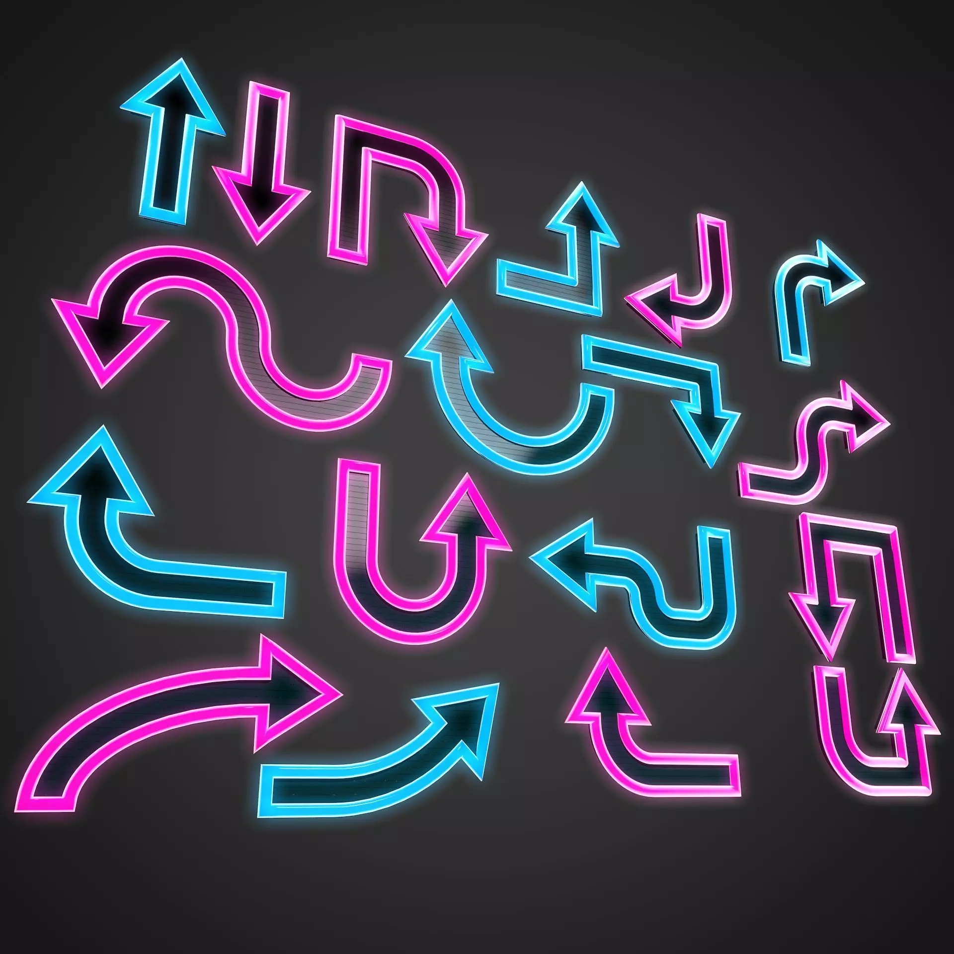 18 Neon Arrows Low Poly Sci-Fi Collection Pack Low-poly 3D model_0