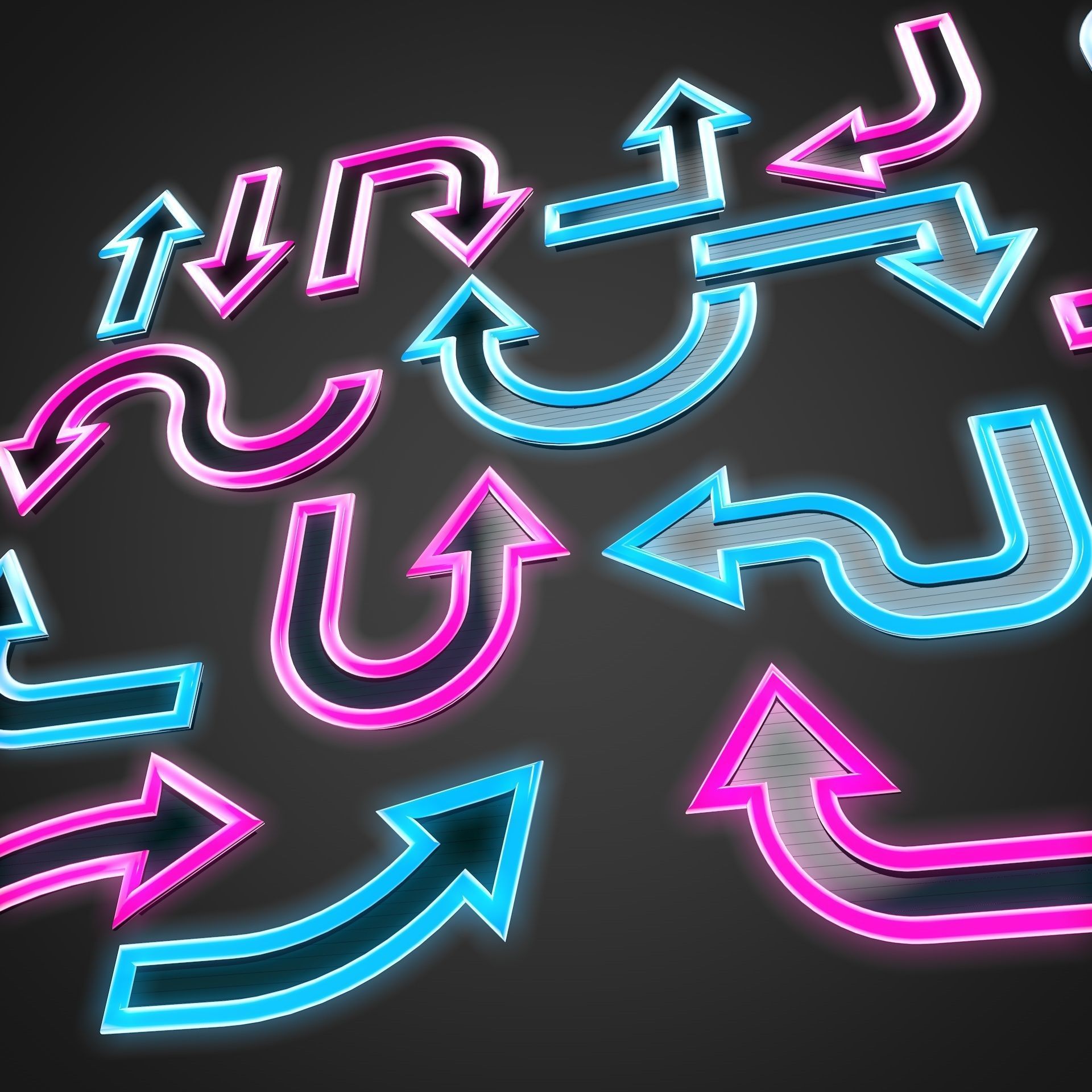 18 Neon Arrows Low Poly Sci-Fi Collection Pack Low-poly 3D model_1