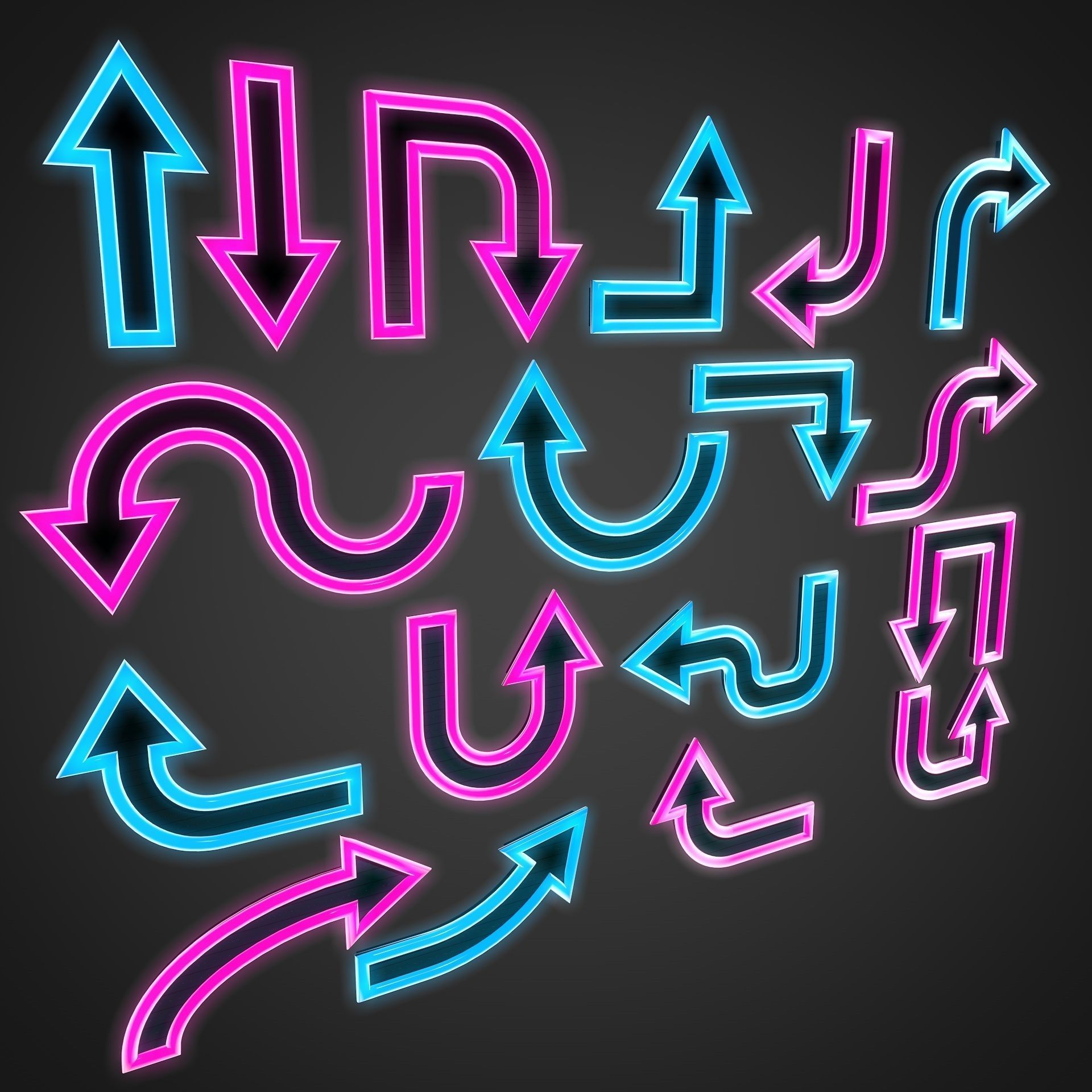 18 Neon Arrows Low Poly Sci-Fi Collection Pack Low-poly 3D model_3