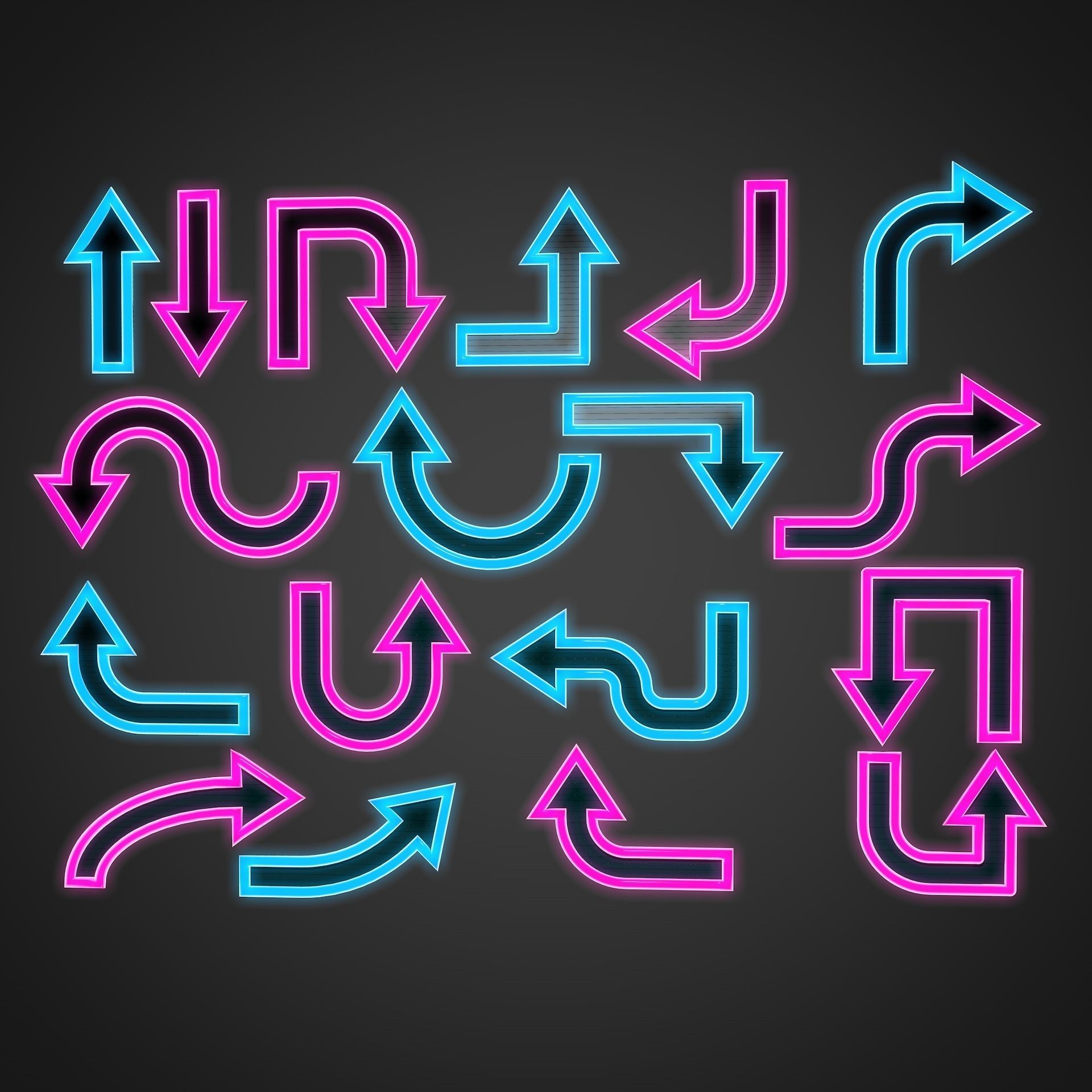 18 Neon Arrows Low Poly Sci-Fi Collection Pack Low-poly 3D model_4