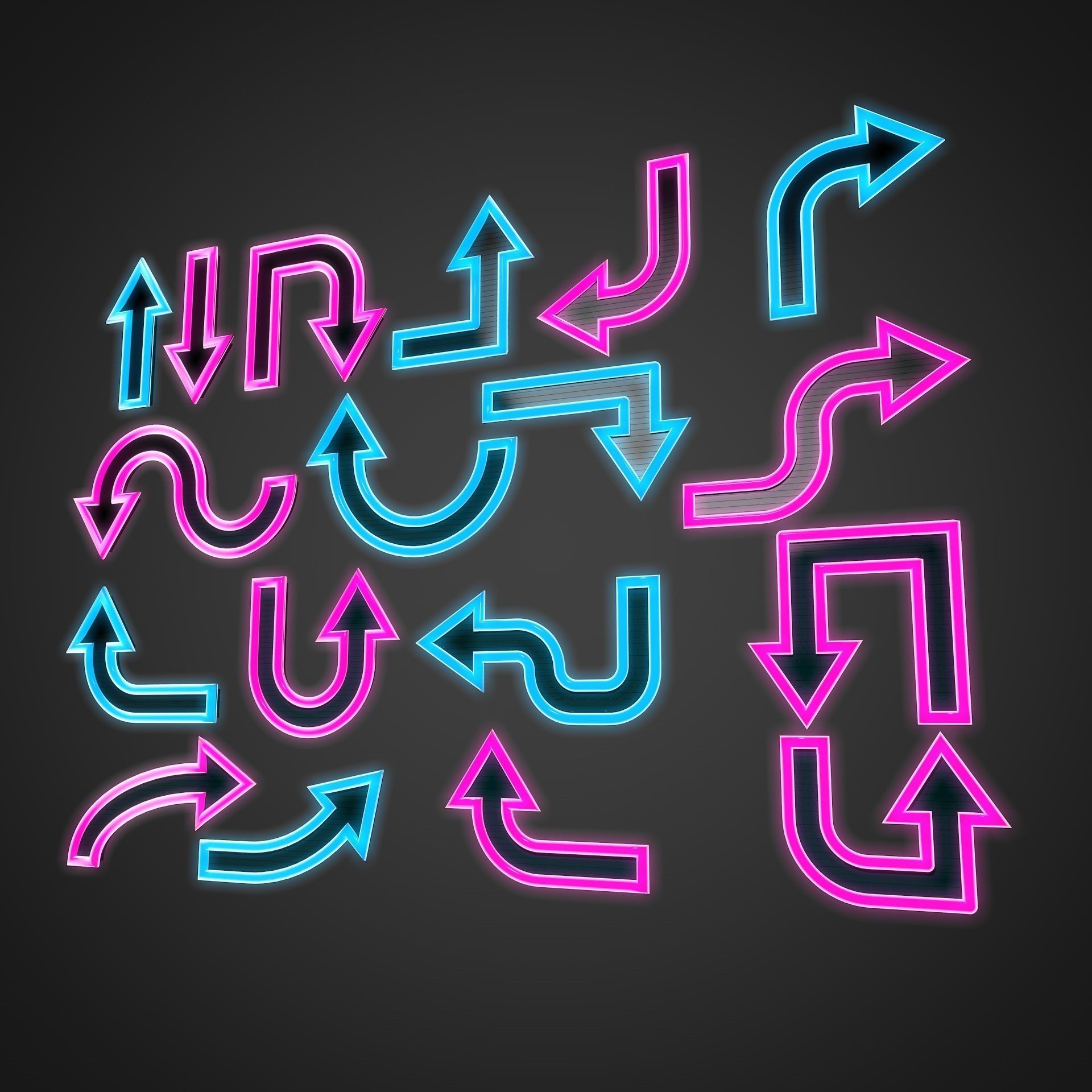 18 Neon Arrows Low Poly Sci-Fi Collection Pack Low-poly 3D model_6