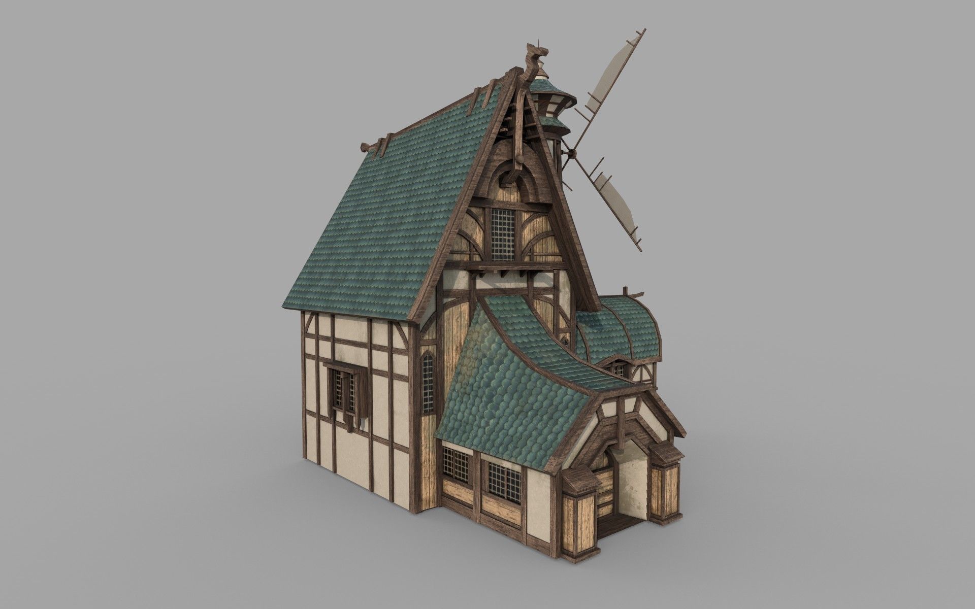 Nordic medieval house Low-poly 3D model_3