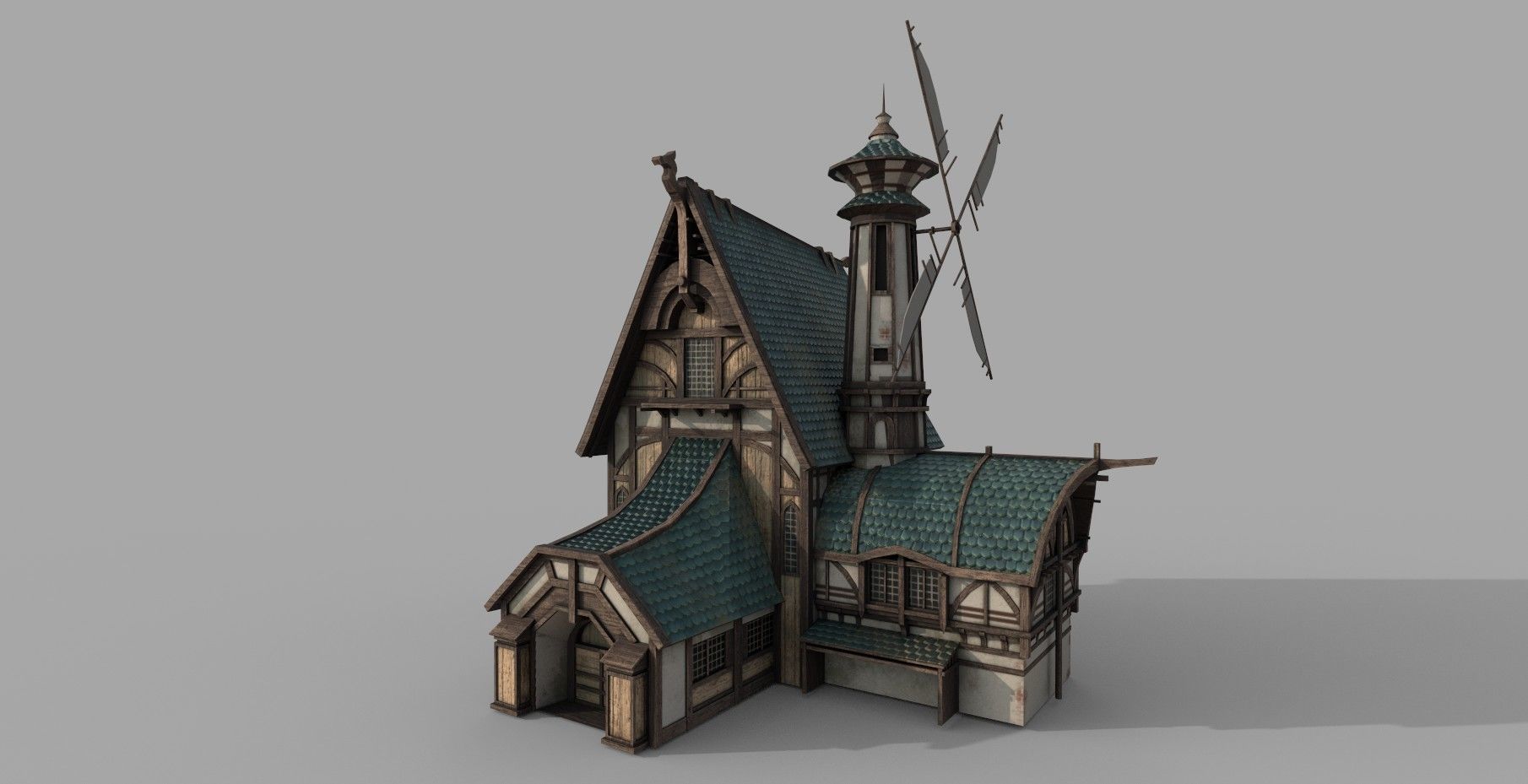 Nordic medieval house Low-poly 3D model_2