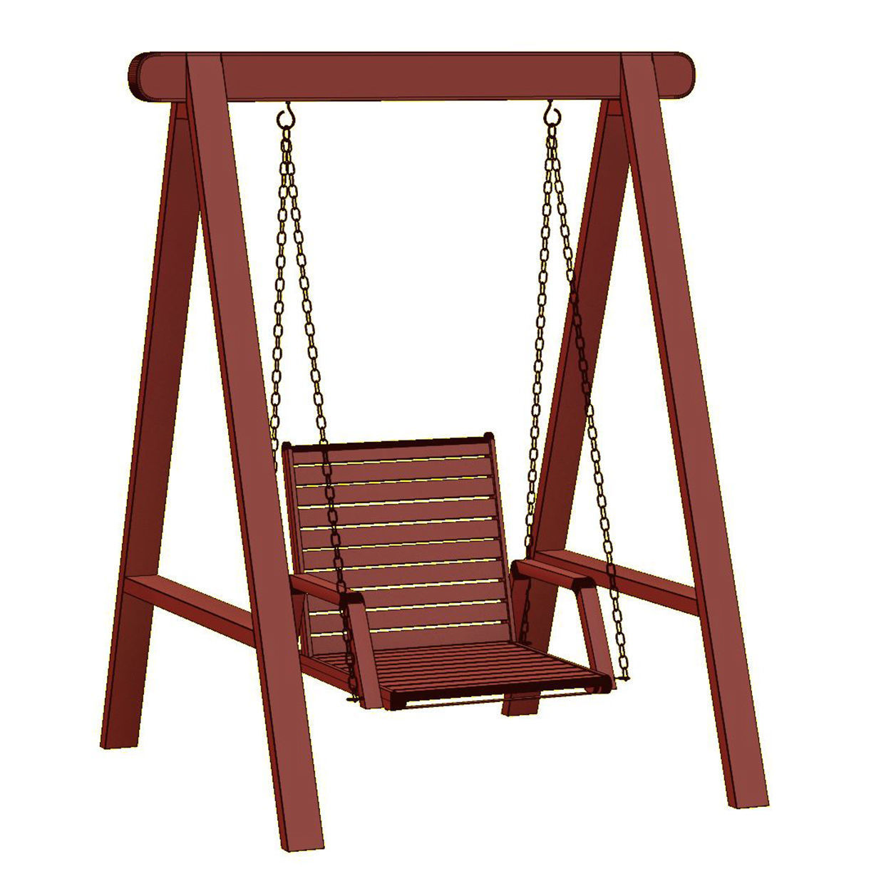 Mary wooden single garden swing MR40 by Bpoint Design 3D model_4